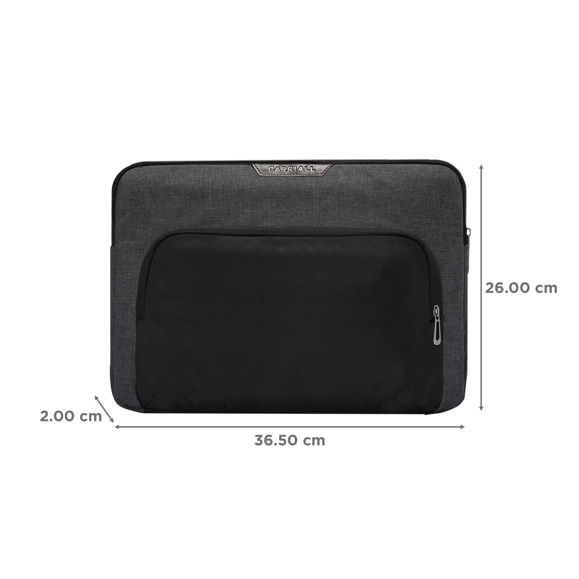 Carriall Noble Fabric, Polyester Laptop Sleeve for 15 Inch Laptop (Water Resistant, Black/Grey)_2