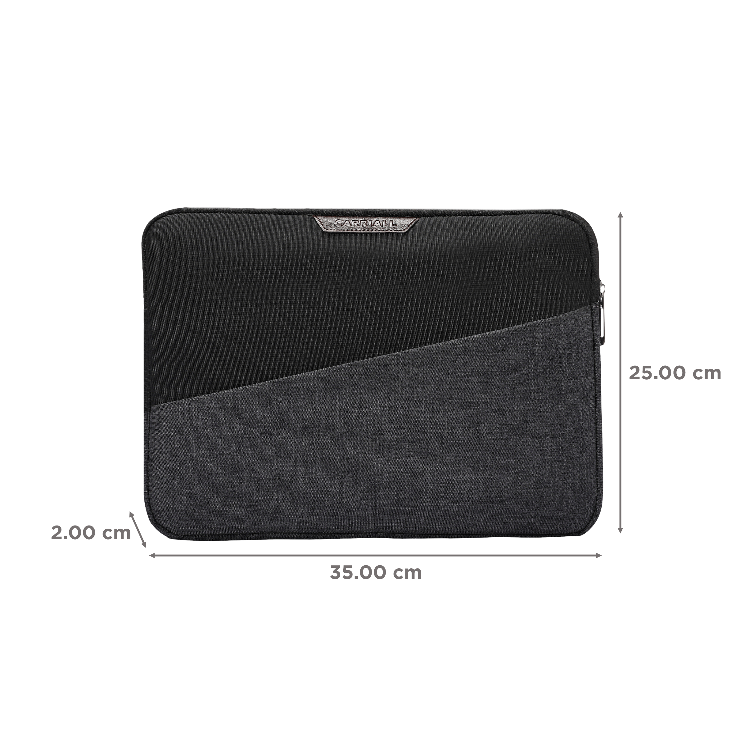 Carriall Ascent Fabric, Polyester Laptop Sleeve for 13 Inch Laptop (2 L, Water Resistant, Black/Grey)_2