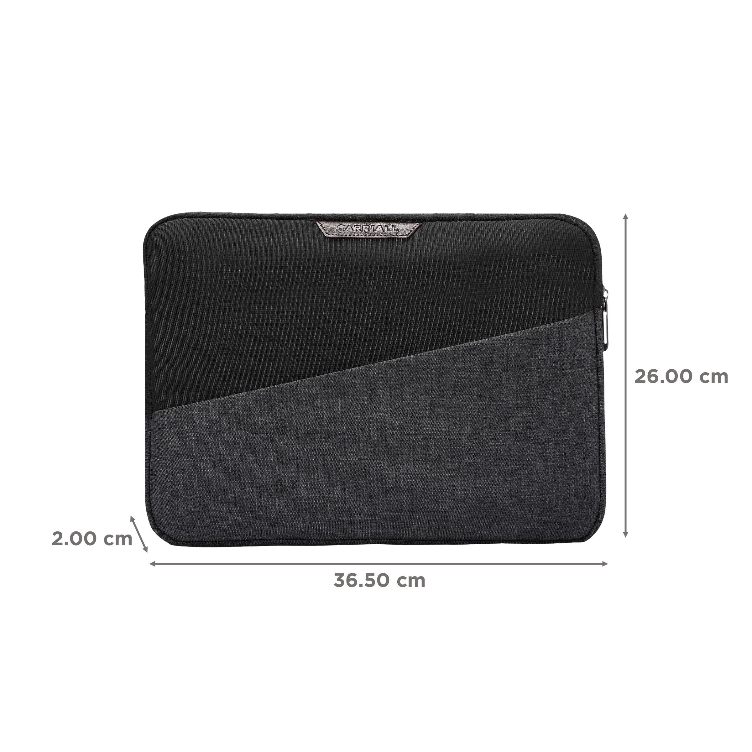 Carriall Ascent Fabric, Polyester Laptop Sleeve for 15 Inch Laptop (Water Resistant, Black/Grey)_2