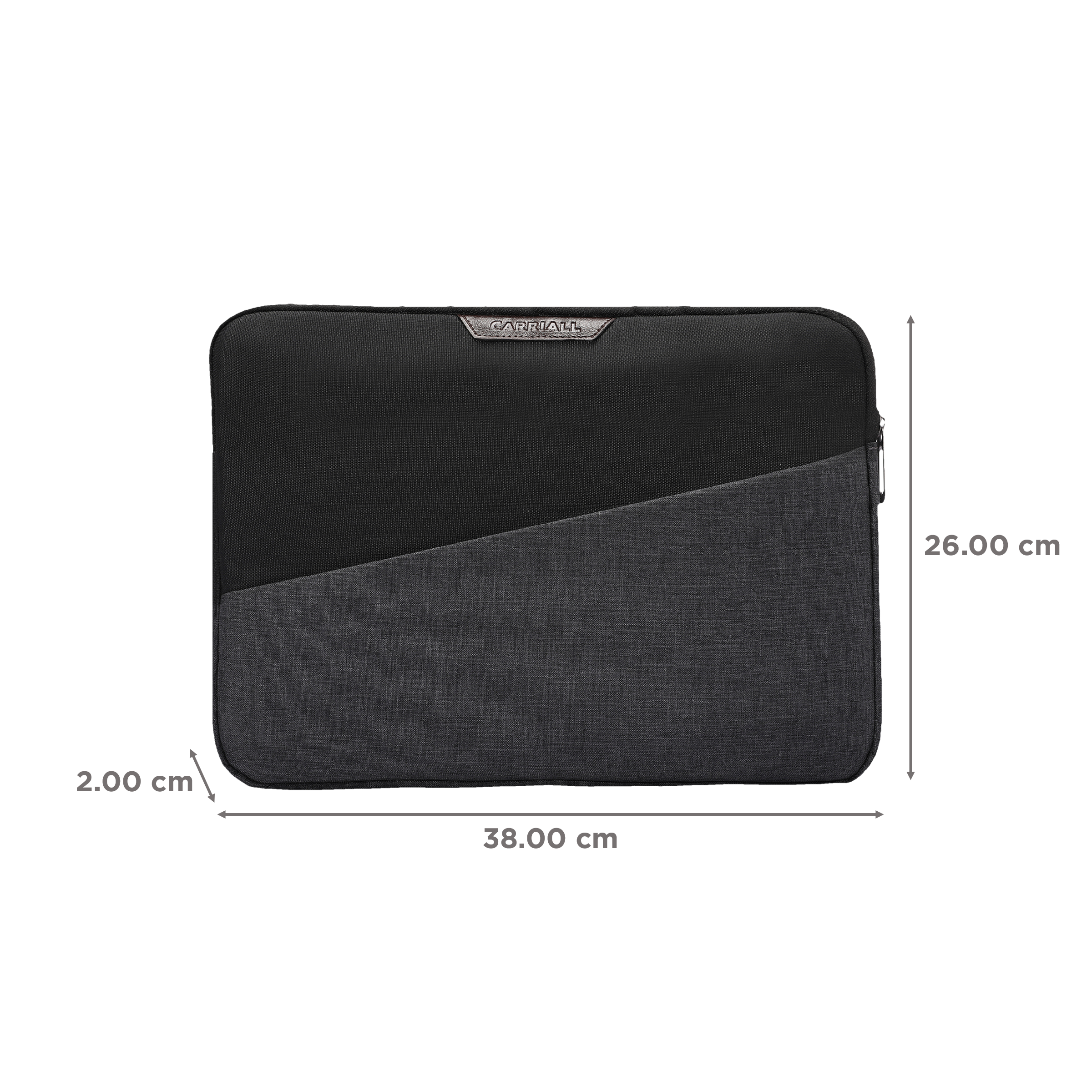 Carriall Ascent Fabric, Polyester Laptop Sleeve for 16 Inch Laptop (Water Resistant, Black/Grey)_2