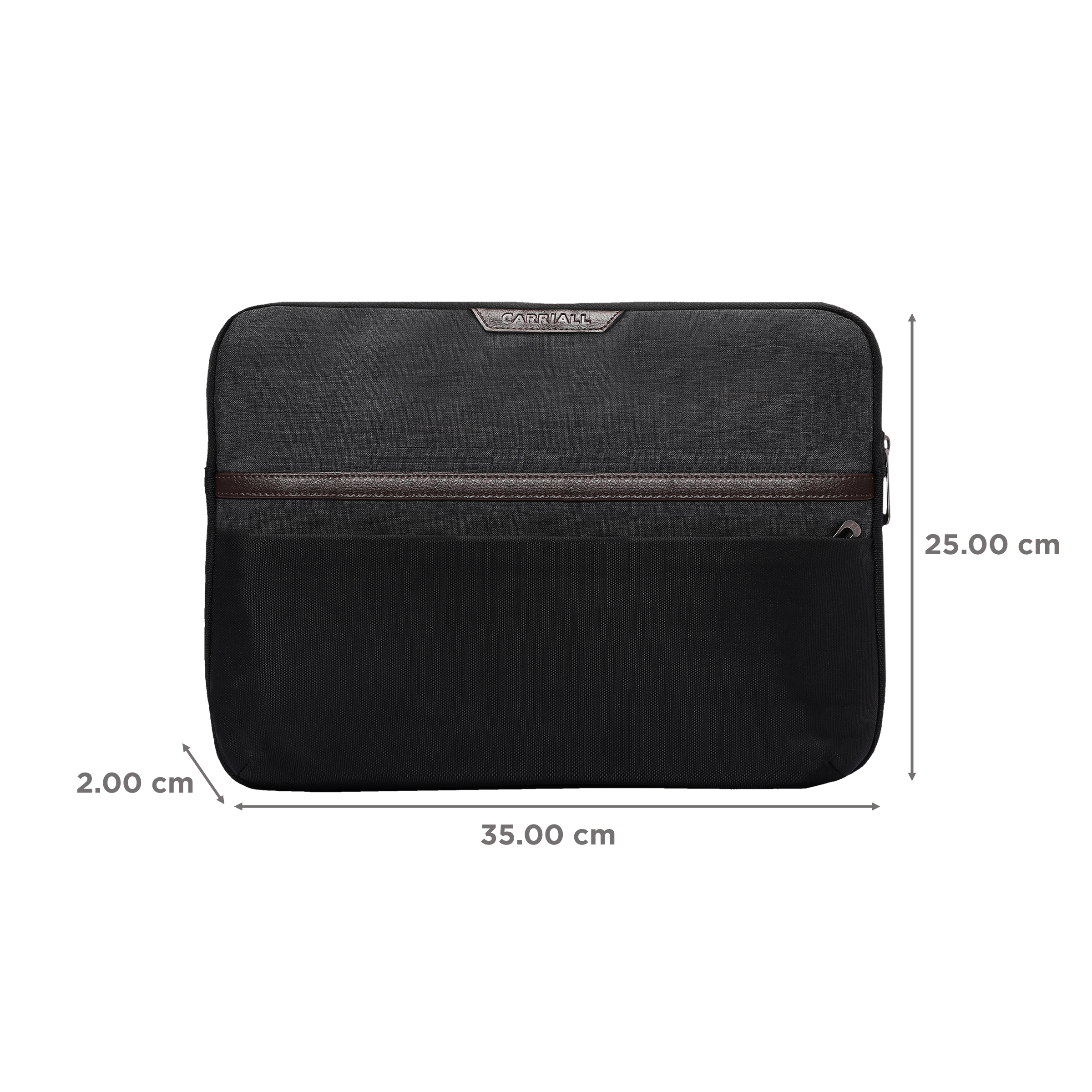 Carriall Urbane Fabric, Polyester Laptop Sleeve for 13 Inch Laptop (2 L, Water Resistant, Black/Grey)_2