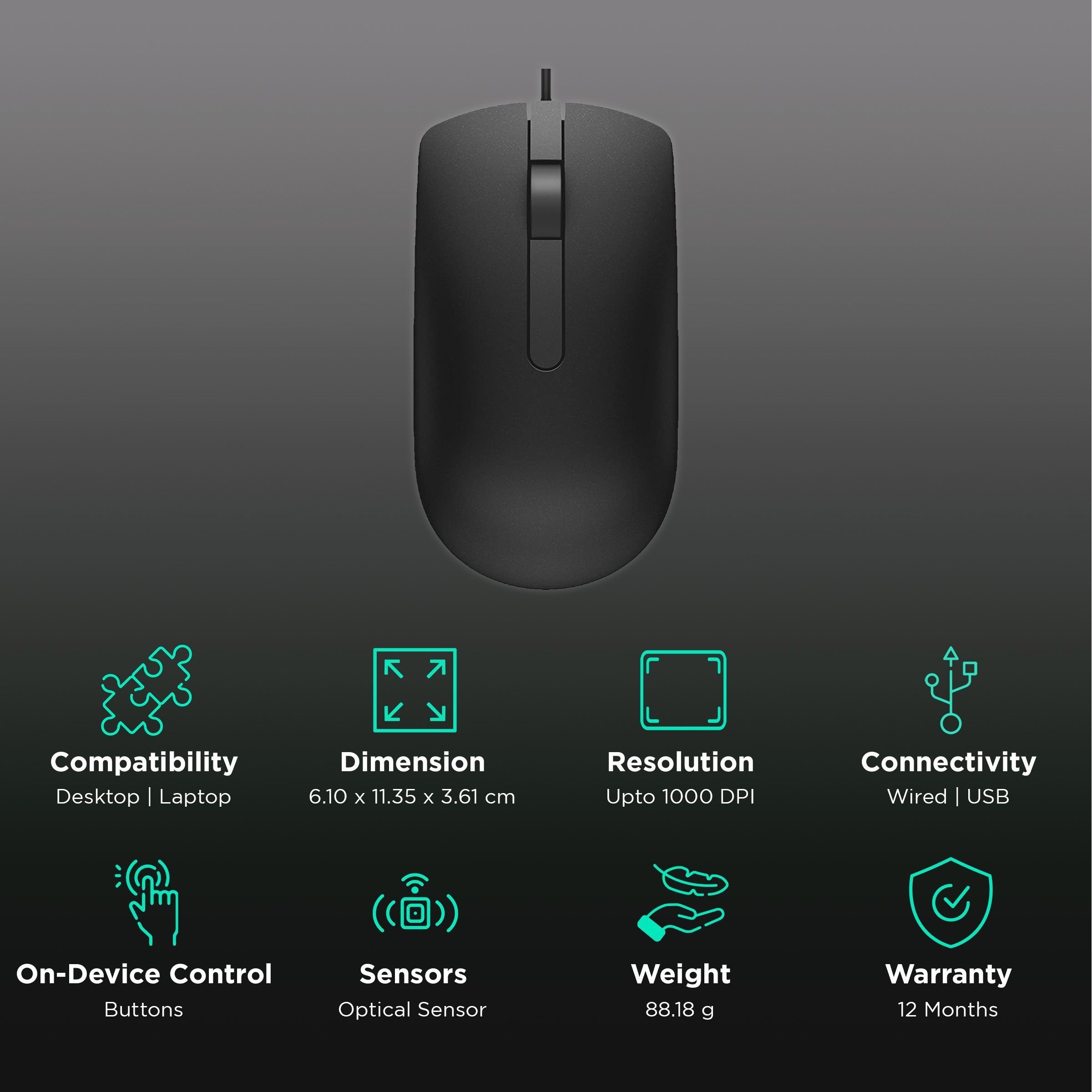 DELL MS116 Wired Performance Mouse (1000 DPI, Contemporary Aesthetic, Black) DELL MS116 Wired Performance Mouse (1000 DPI, Contemporary Aesthetic, Black)_2