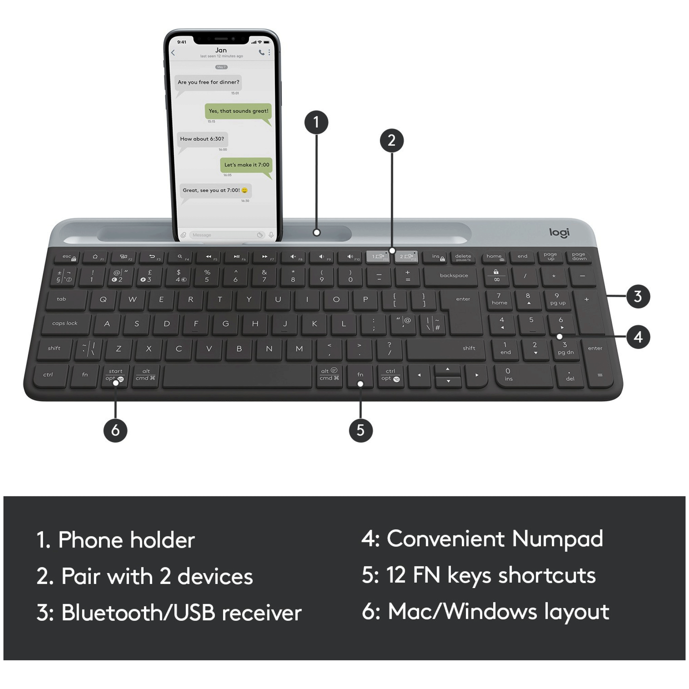 logitech K580 Bluetooth & 2.4GHz Wireless Keyboard with Multi Device Connectivity (Ultra-Slim Profile, Black) logitech K580 Bluetooth & 2.4GHz Wireless Keyboard with Multi Device Connectivity (Ultra-Slim Profile, Black)_10