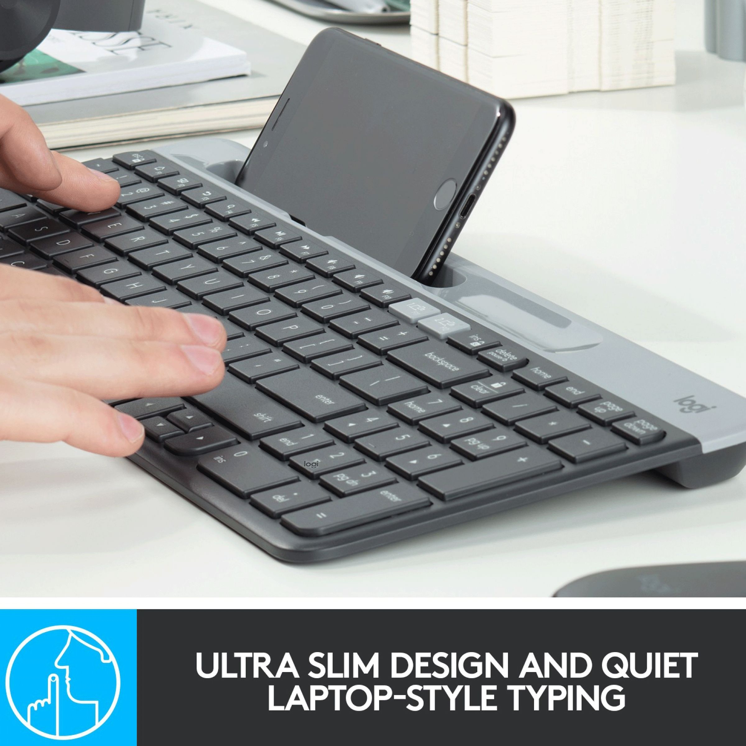 logitech K580 Bluetooth & 2.4GHz Wireless Keyboard with Multi Device Connectivity (Ultra-Slim Profile, Black) logitech K580 Bluetooth & 2.4GHz Wireless Keyboard with Multi Device Connectivity (Ultra-Slim Profile, Black)_7