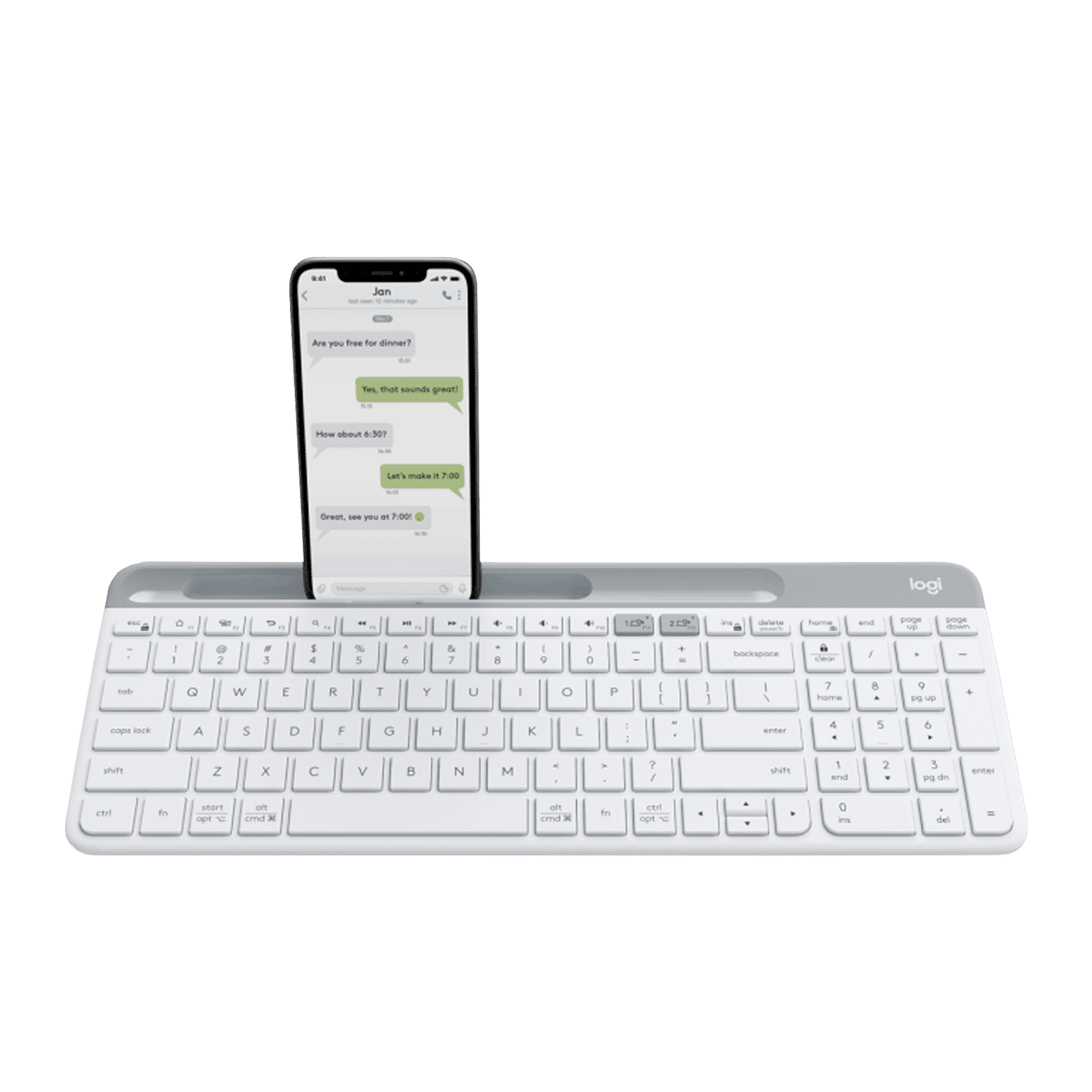 logitech K580 Bluetooth & 2.4GHz Wireless Keyboard with Multi Device Connectivity (Ultra-Slim Profile, White) logitech K580 Bluetooth & 2.4GHz Wireless Keyboard with Multi Device Connectivity (Ultra-Slim Profile, White)_1