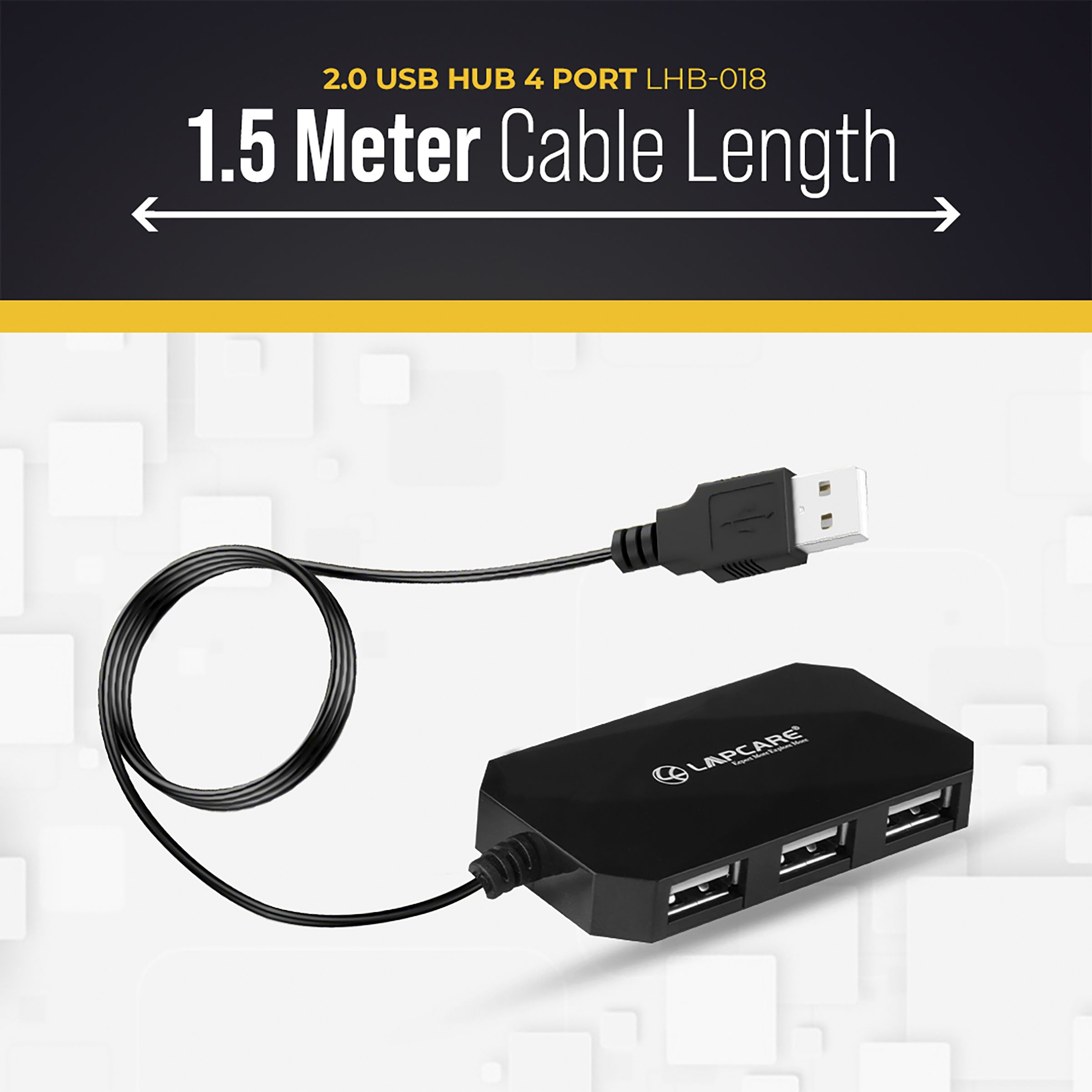 LAPCARE 4-in-1 USB 2.0 Type A to USB 2.0 Type A USB Hub (Over-Current Protection, Black) LAPCARE 4-in-1 USB 2.0 Type A to USB 2.0 Type A USB Hub (Over-Current Protection, Black)_7