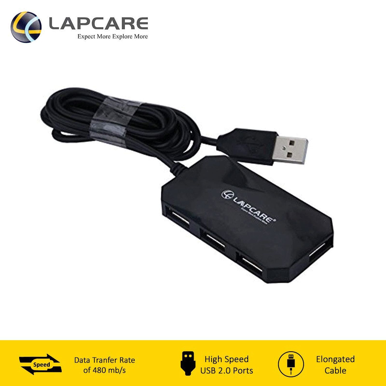 LAPCARE 4-in-1 USB 2.0 Type A to USB 2.0 Type A USB Hub (Over-Current Protection, Black) LAPCARE 4-in-1 USB 2.0 Type A to USB 2.0 Type A USB Hub (Over-Current Protection, Black)_11