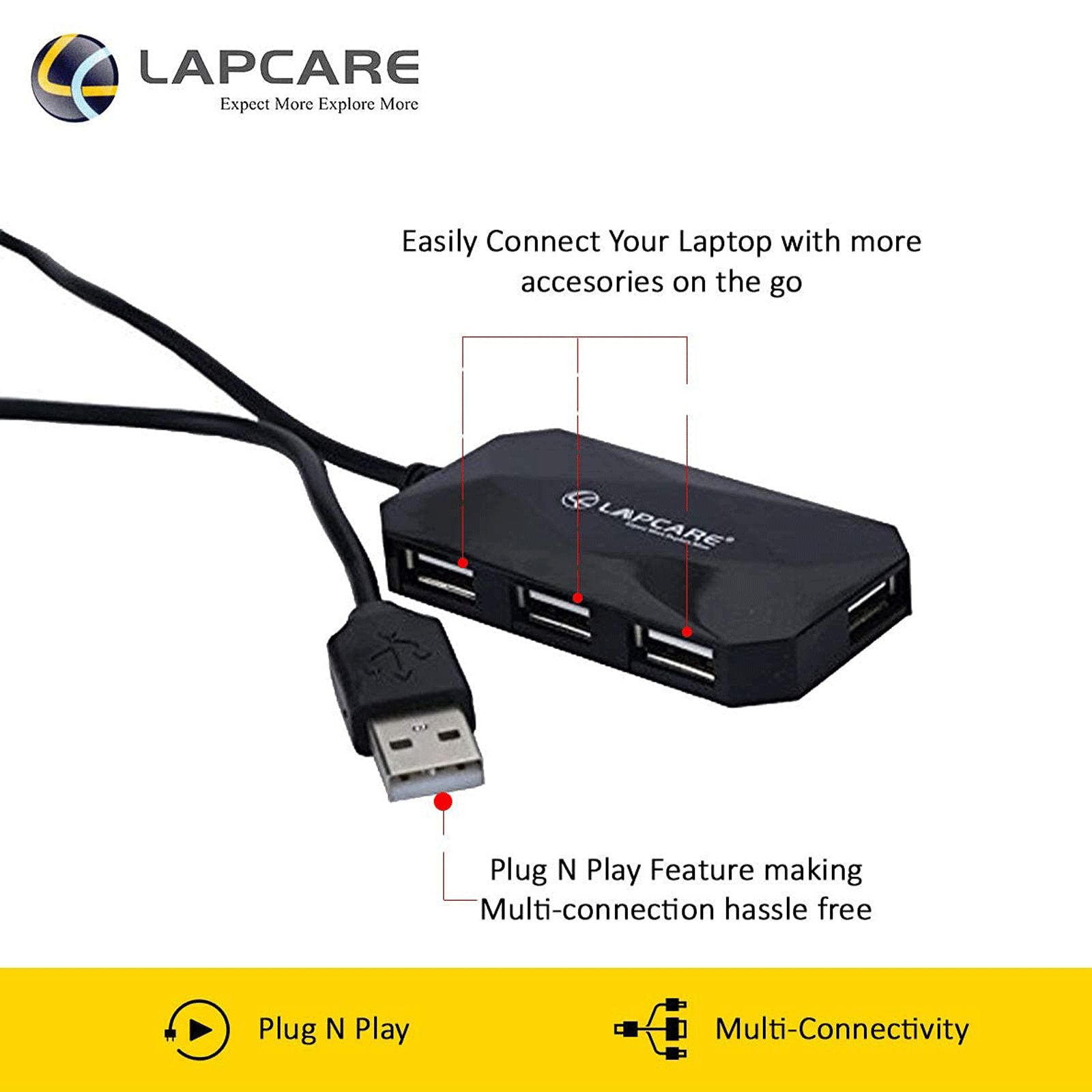 LAPCARE 4-in-1 USB 2.0 Type A to USB 2.0 Type A USB Hub (Over-Current Protection, Black) LAPCARE 4-in-1 USB 2.0 Type A to USB 2.0 Type A USB Hub (Over-Current Protection, Black)_12