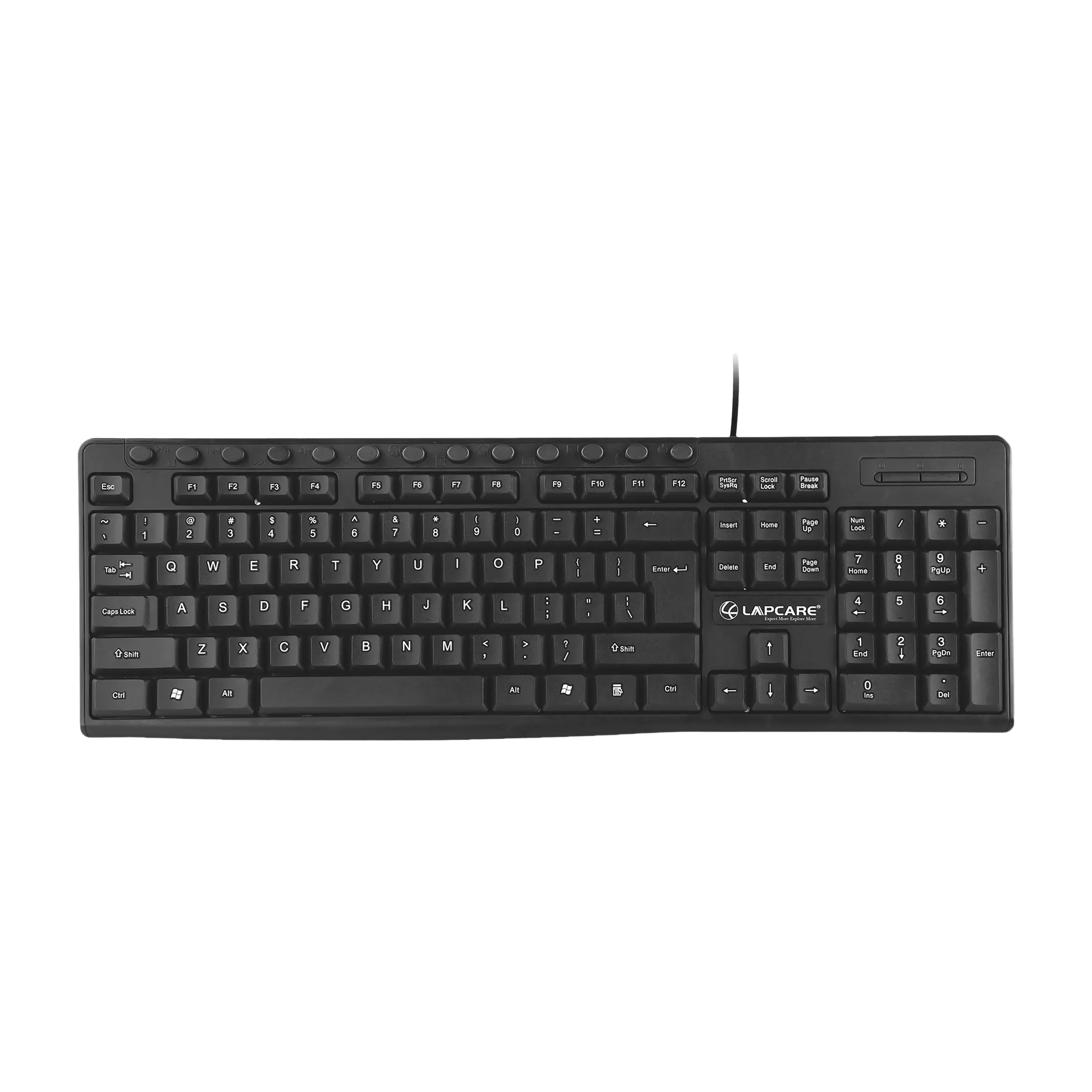 LAPCARE E9 Wired Keyboard with Number Pad (Spill Resistant, Black)_1