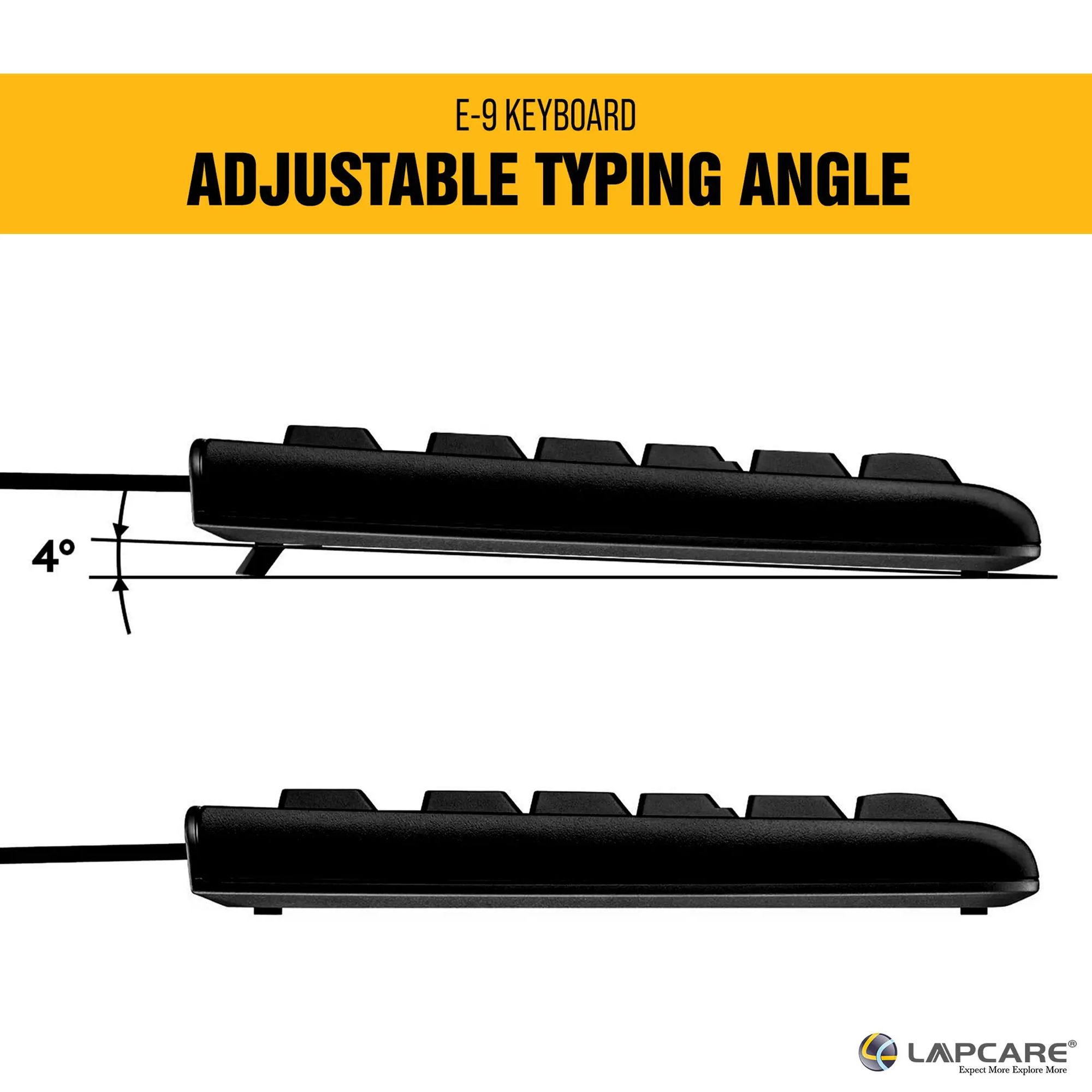 LAPCARE E9 Wired Keyboard with Number Pad (Spill Resistant, Black)_9