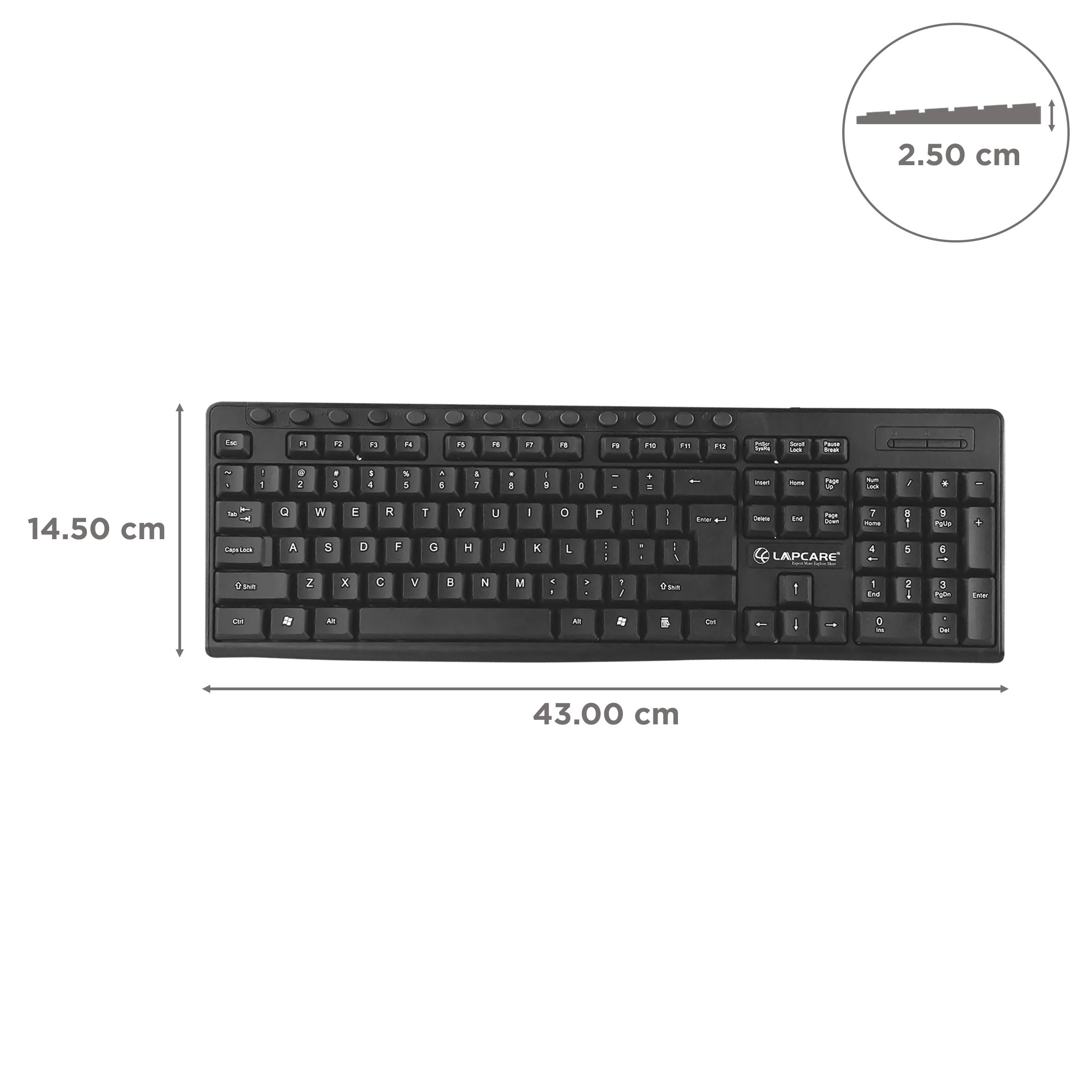LAPCARE E9 Wired Keyboard with Number Pad (Spill Resistant, Black)_3