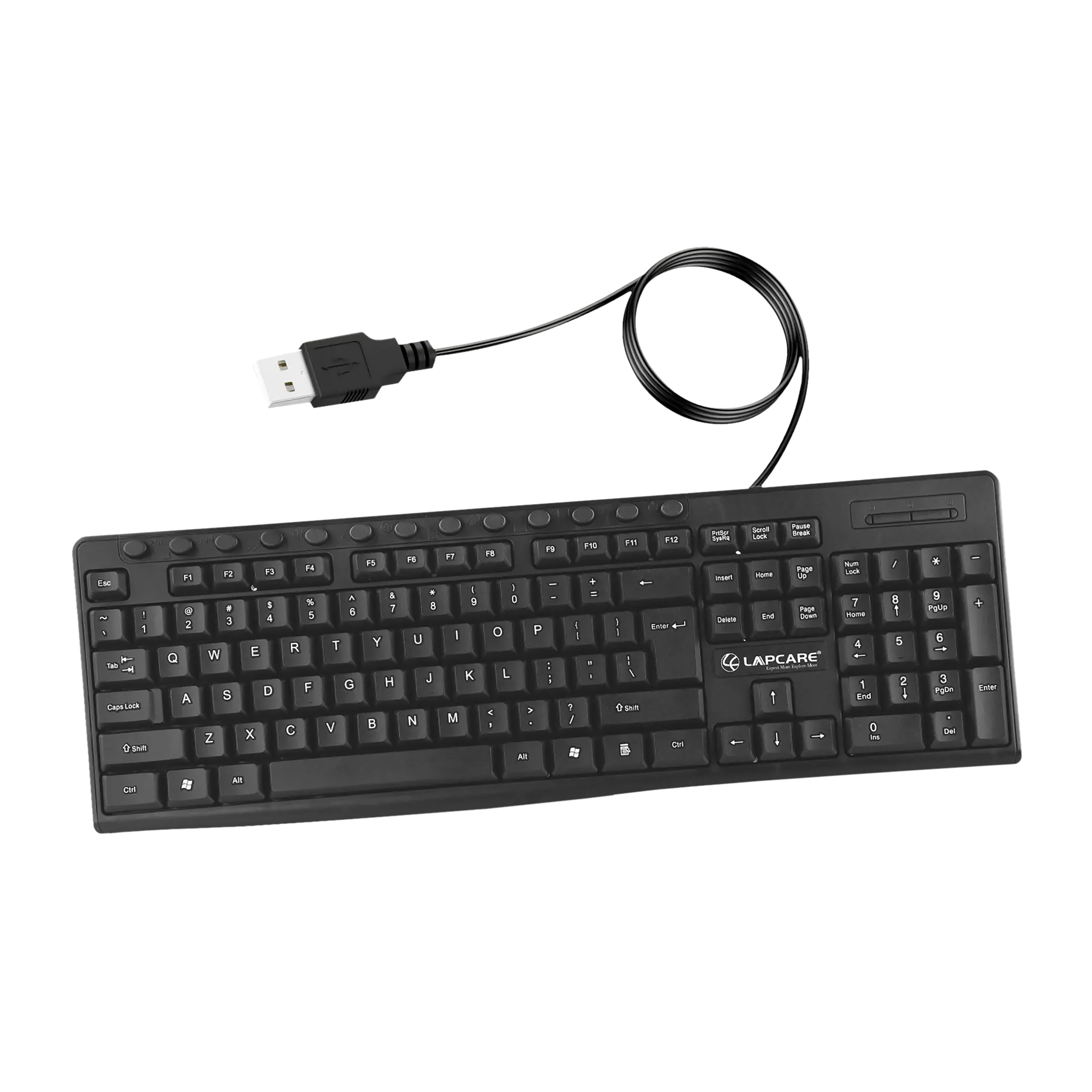 LAPCARE E9 Wired Keyboard with Number Pad (Spill Resistant, Black)_4