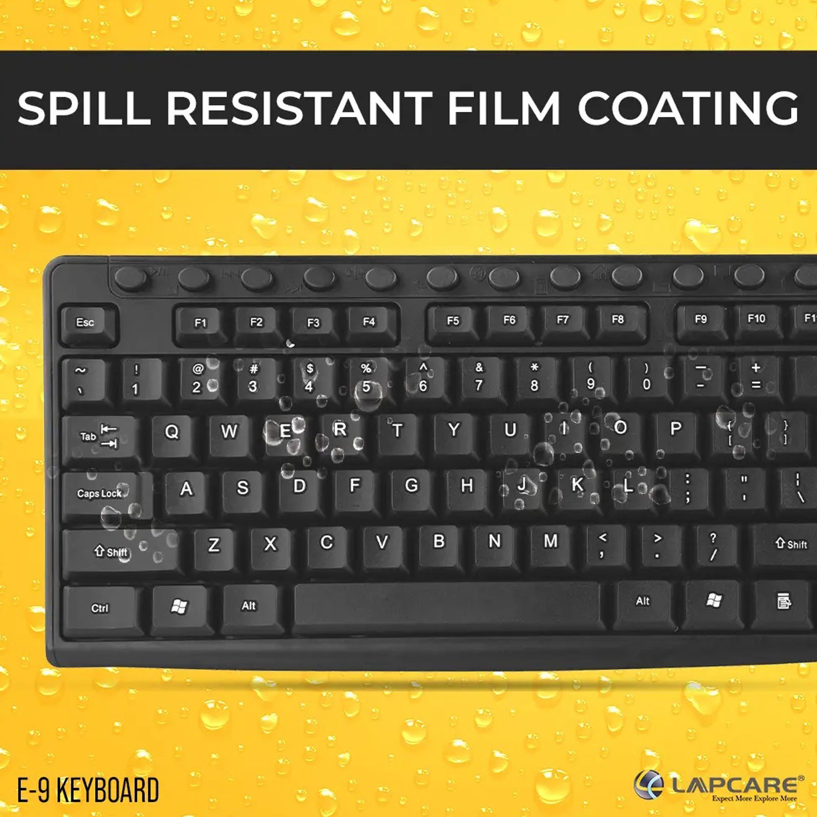 LAPCARE E9 Wired Keyboard with Number Pad (Spill Resistant, Black)_6