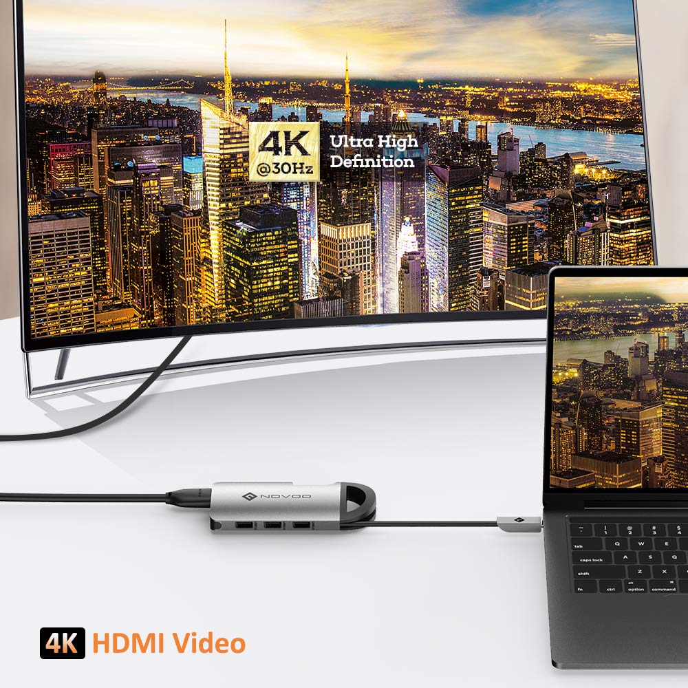 NOVOO 8-in-1 USB 3.0 Type C to USB 3.0 Type A, HDMI, LAN Port, USB Type C, SD Card Slot, TF Card Multi-Port Hub (Safe Certified, Space Grey) NOVOO 8-in-1 USB 3.0 Type C to USB 3.0 Type A, HDMI, LAN Port, USB Type C, SD Card Slot, TF Card Multi-Port Hub (Safe Certified, Space Grey)_6