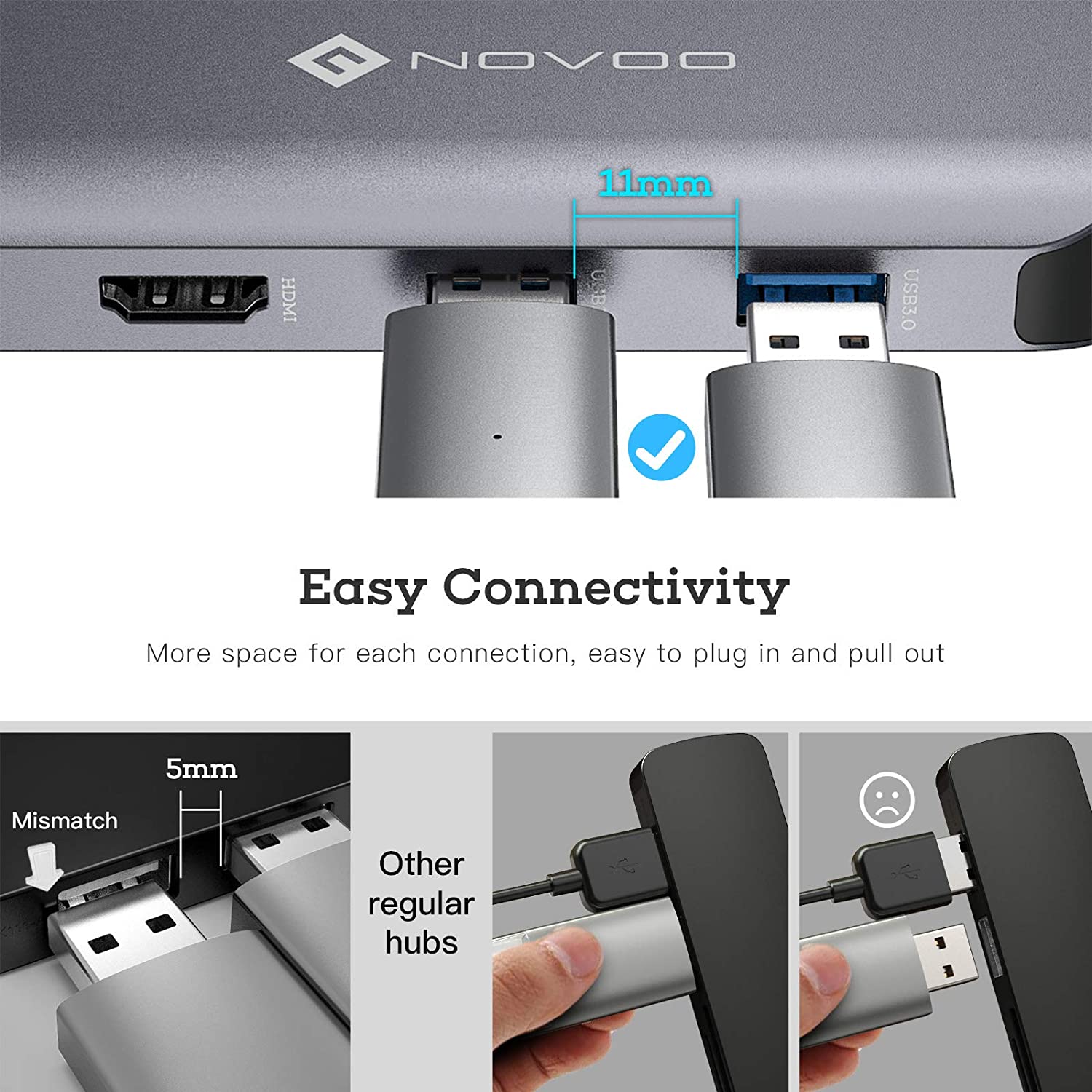 NOVOO 9-in-1 USB 3.1 Type C to USB 3.0 Type A, USB 3.0 Type C, HDMI, VGA Port, LAN Port, SD Card Slot, TF Card USB Hub (Pass-Through Charging, Dark Grey) NOVOO 9-in-1 USB 3.1 Type C to USB 3.0 Type A, USB 3.0 Type C, HDMI, VGA Port, LAN Port, SD Card Slot, TF Card USB Hub (Pass-Through Charging, Dark Grey)_5