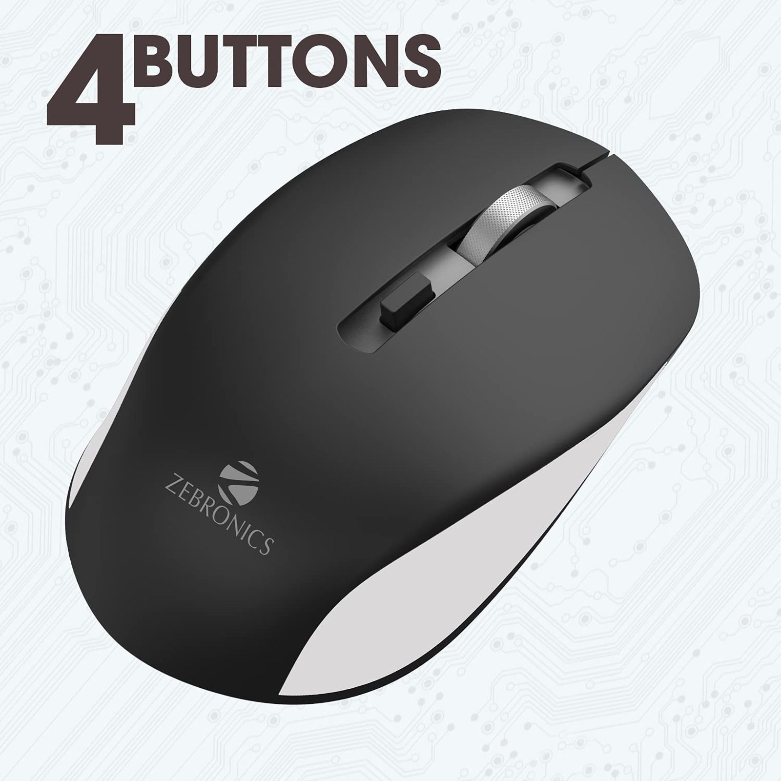 ZEBRONICS Zeb-Jaguar Wireless Optical Mouse (1600 DPI Adjustable, Plug & Play, Black/Grey) ZEBRONICS Zeb-Jaguar Wireless Optical Mouse (1600 DPI Adjustable, Plug & Play, Black/Grey)_8