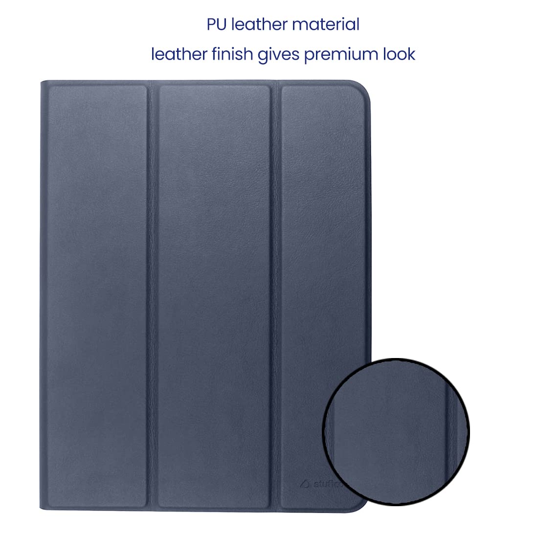 Stuffcool Flex Faux Leather Flip Cover for Apple iPad Mini 8.3 Inch (6th Gen) (Built-in Pencil Holder, Navy Blue)_5