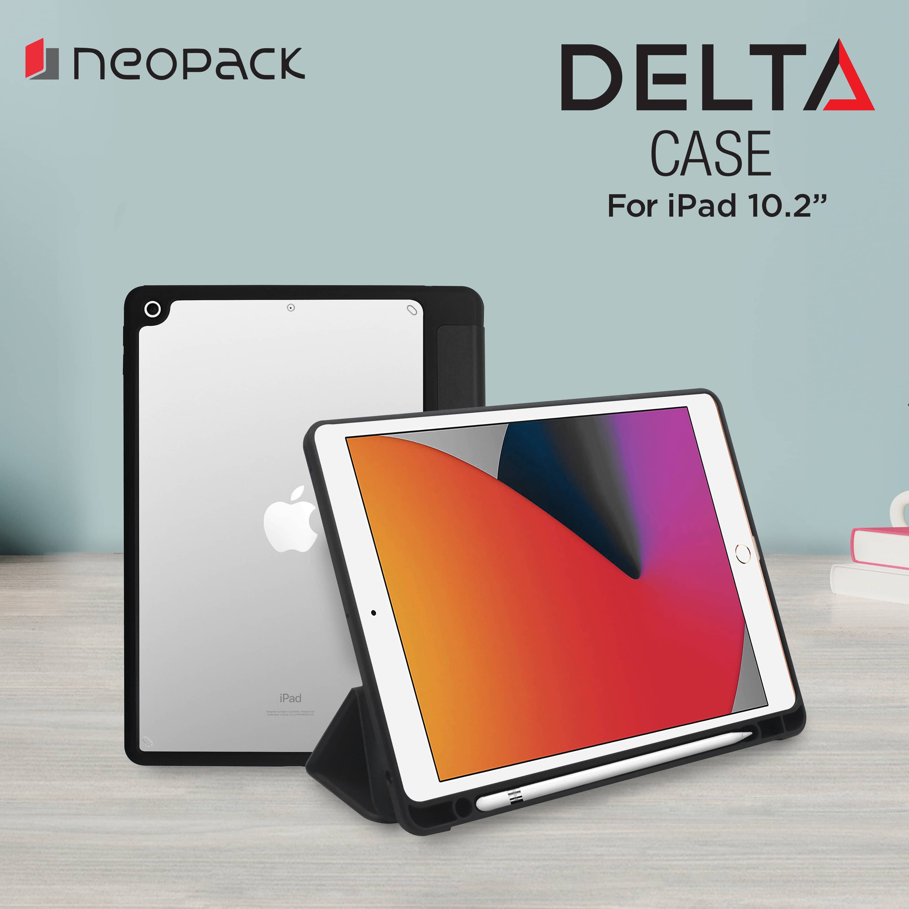 Neopack Delta TPU Flip Cover for Apple iPad (All Gen) (With Pencil Holder, Black)_5
