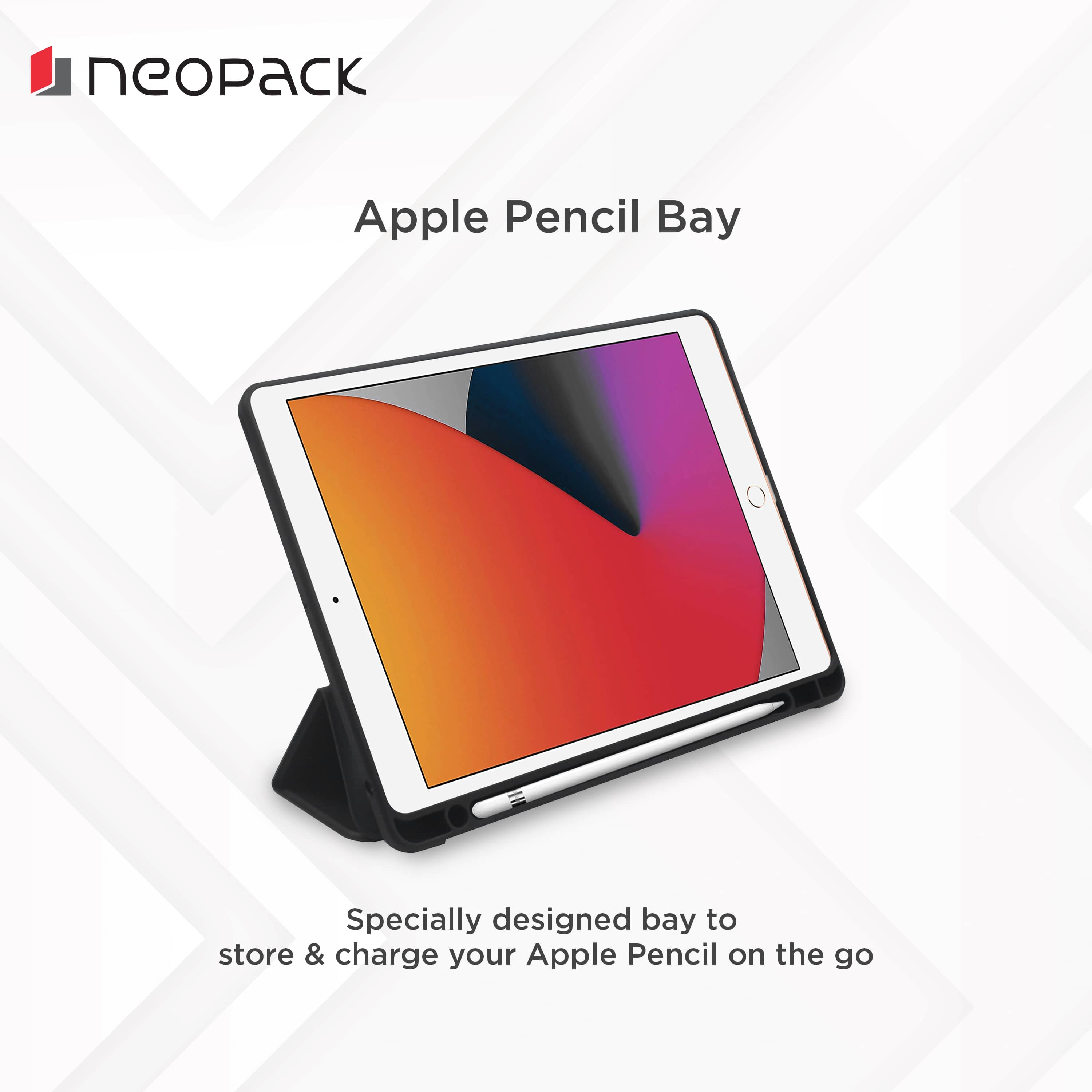 Neopack Delta TPU Flip Cover for Apple iPad (All Gen) (With Pencil Holder, Black)_7