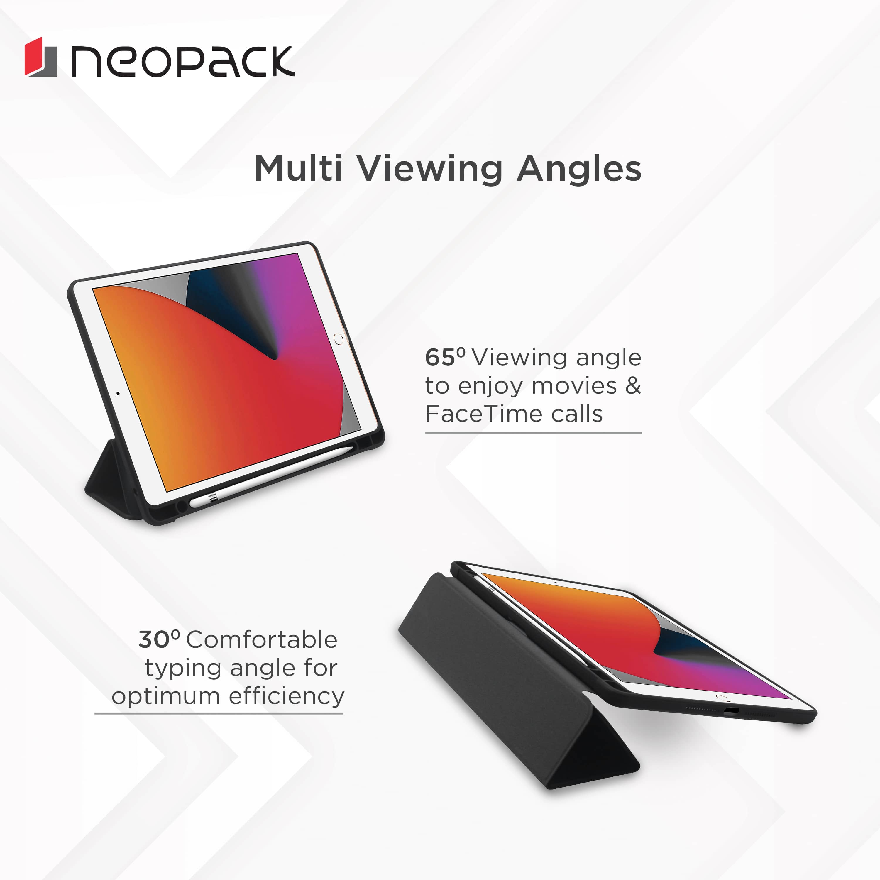 Neopack Delta TPU Flip Cover for Apple iPad (All Gen) (With Pencil Holder, Black)_8
