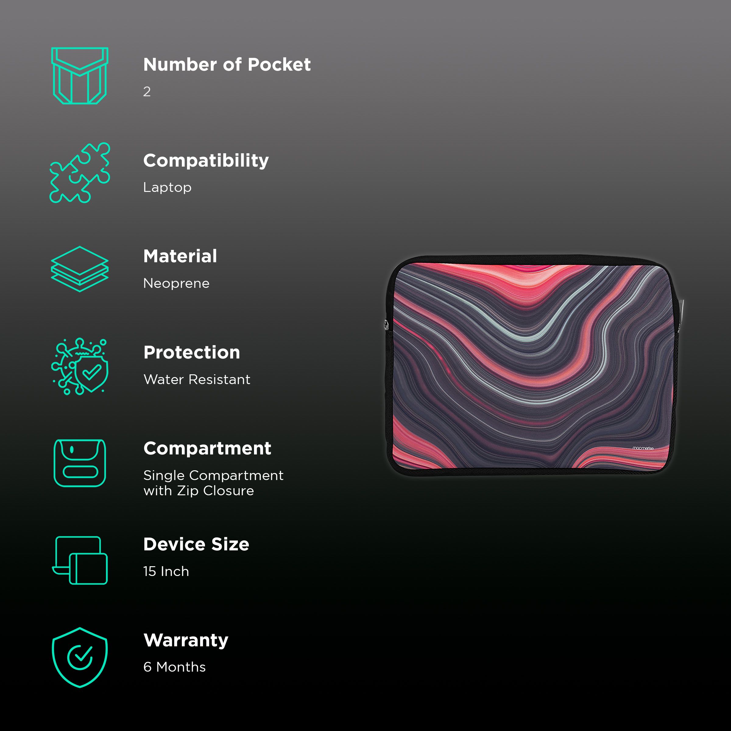 macmerise Liquid Neoprene Laptop Sleeve for 15 Inch Laptop (Water Resistant, Funk Black) macmerise Liquid Neoprene Laptop Sleeve for 15 Inch Laptop (Water Resistant, Funk Black)_2