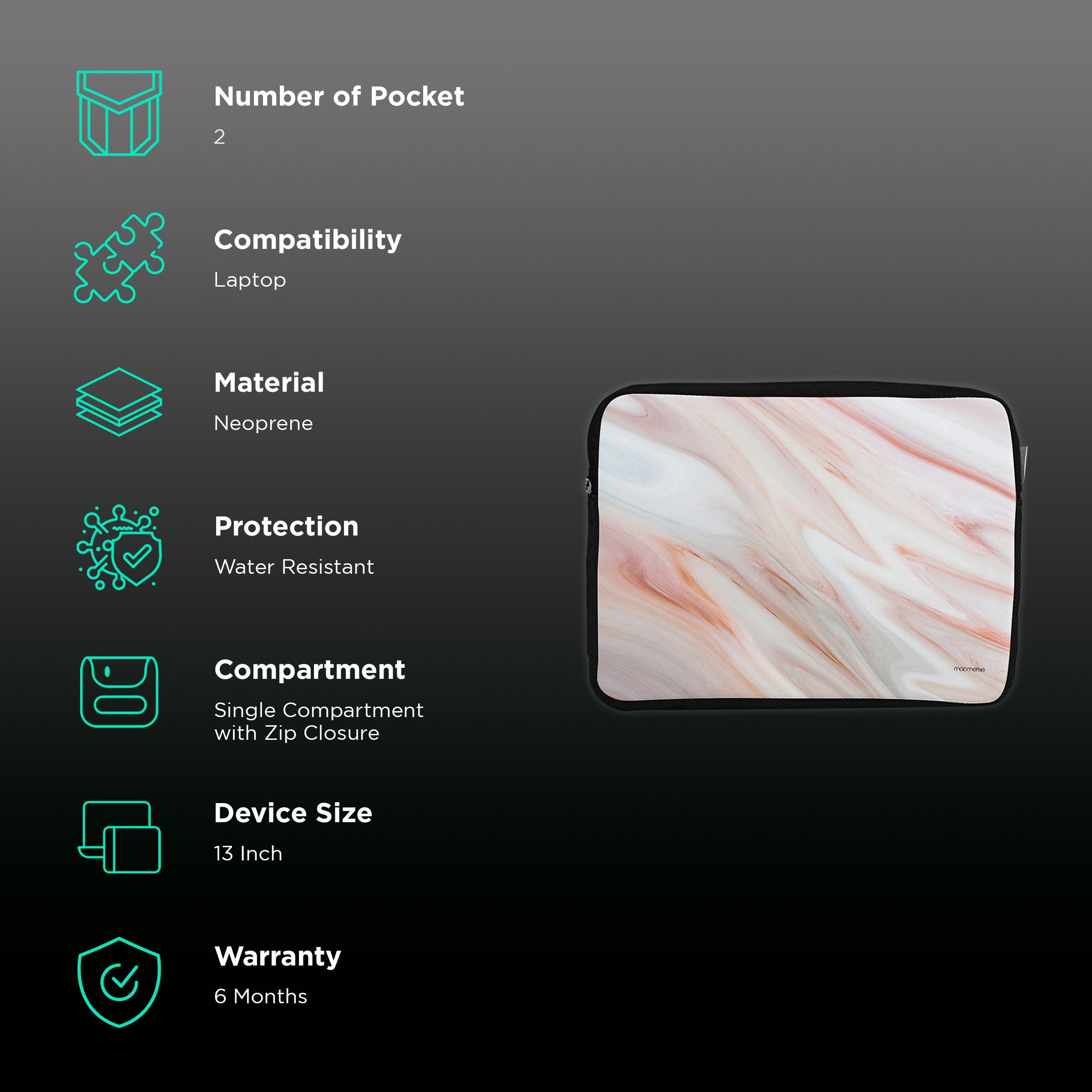 macmerise Marble Neoprene Laptop Sleeve for 13 Inch Laptop (Water Resistant, Rosa Levanto) macmerise Marble Neoprene Laptop Sleeve for 13 Inch Laptop (Water Resistant, Rosa Levanto)_2
