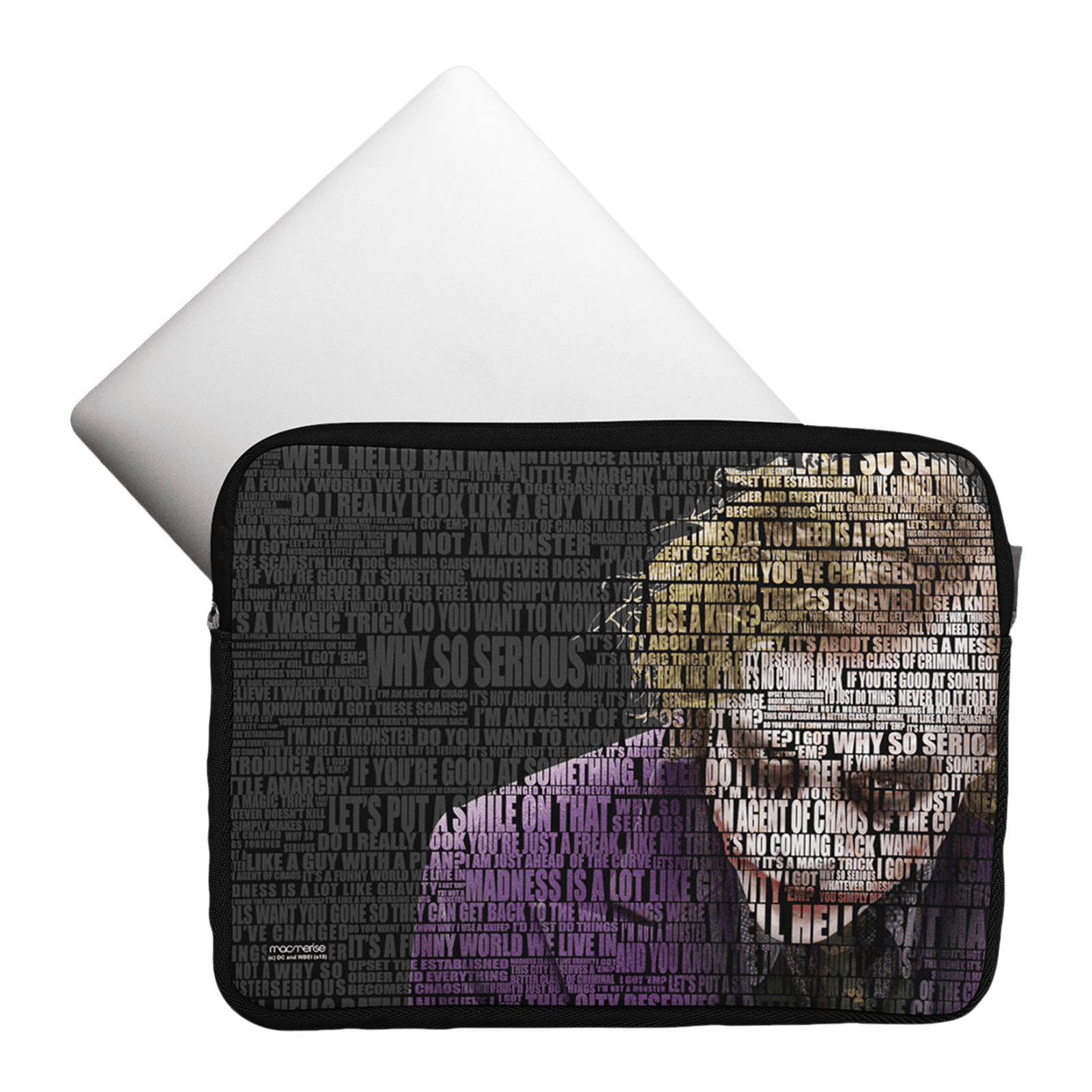 macmerise Joker Quotes Neoprene Laptop Sleeve for 13 Inch Laptop (Water Resistant, Multi Color)_6