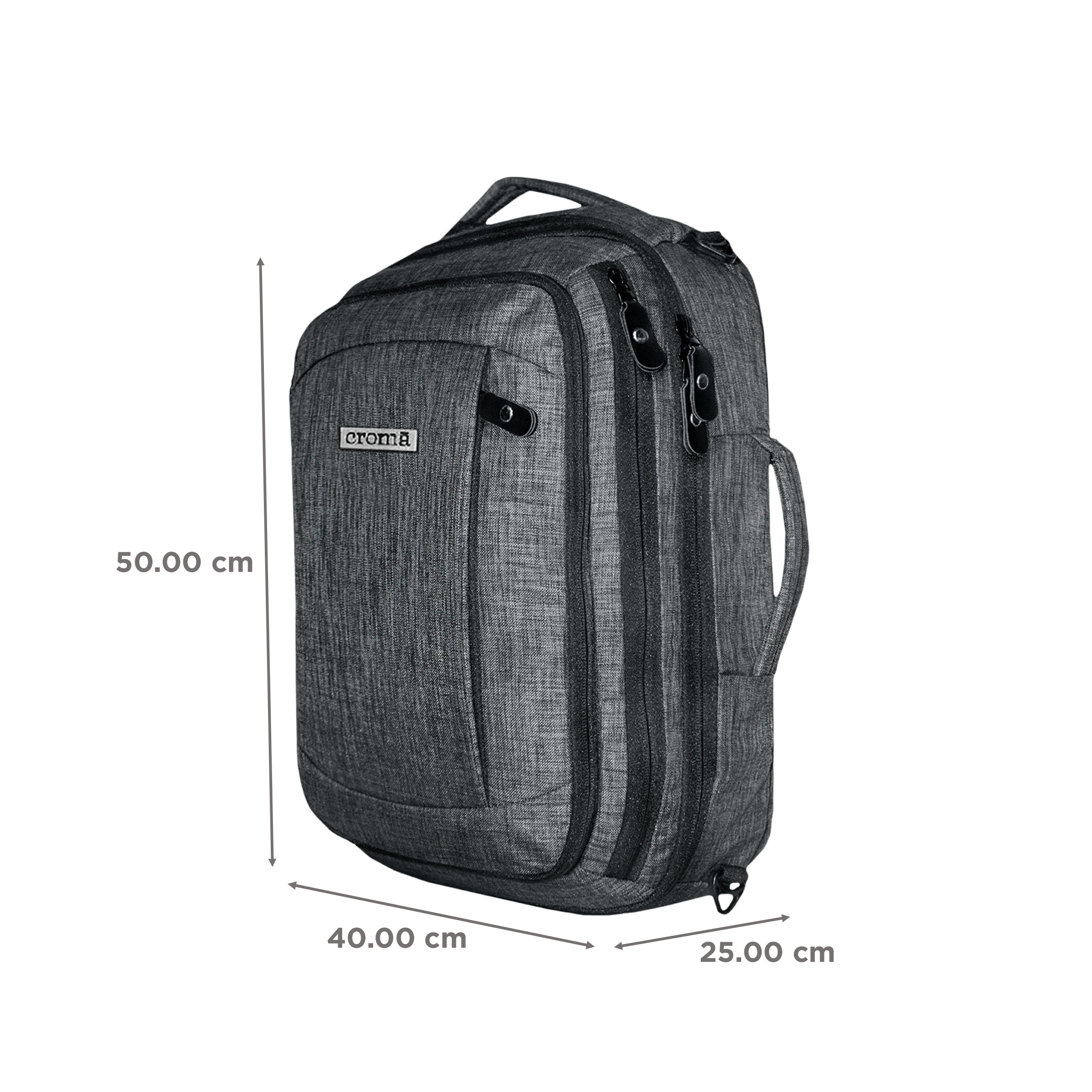 Croma Vintage Polyester Laptop Backpack for 15.6 Inch Laptop (30 L, 2-in-1 Briefcase, Black/Grey)_3