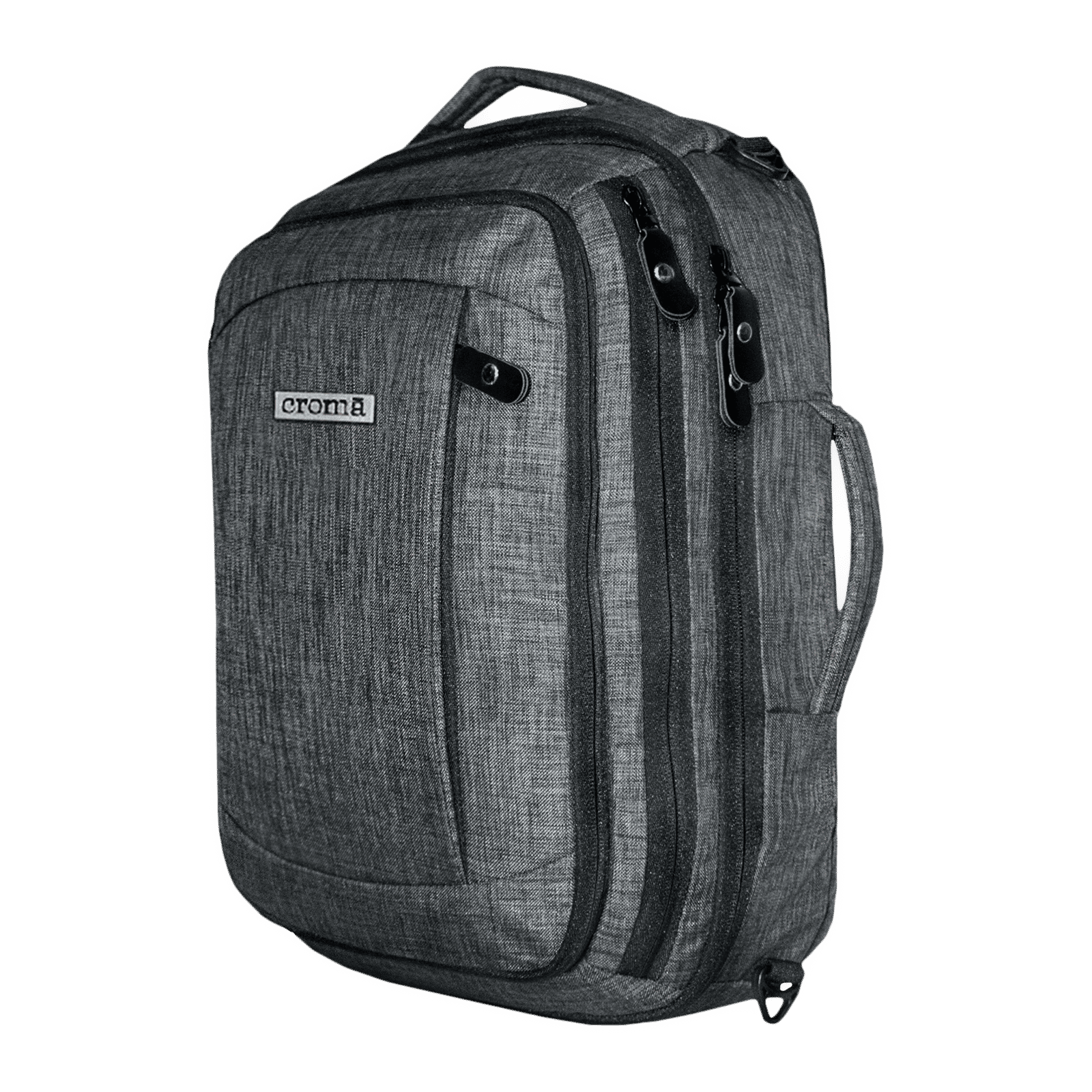 Croma Vintage Polyester Laptop Backpack for 15.6 Inch Laptop (30 L, 2-in-1 Briefcase, Black/Grey)_6