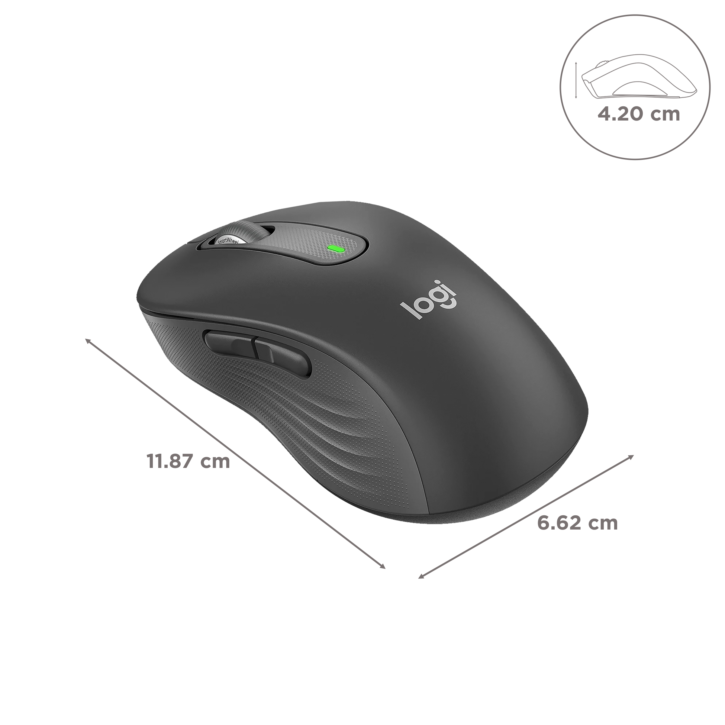 logitech Signature M650 L Wireless Optical Performance Mouse with Customizable Buttons (4000 DPI Adjustable, Multi Device Connectivity, Graphite)_3
