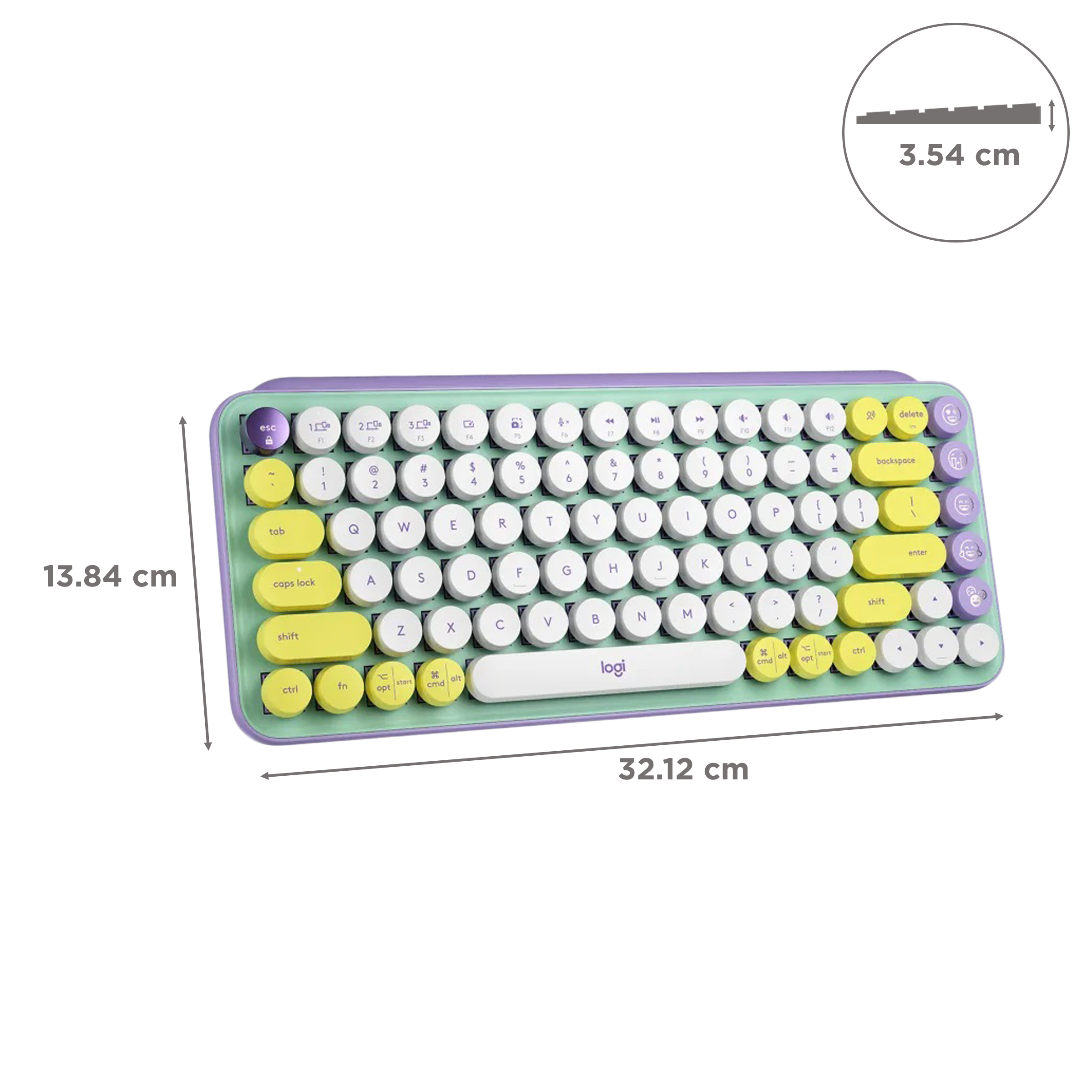 logitech POP Keys Bluetooth 5.1 Wireless Keyboard with Multi Device Connectivity (50 Million Keystrokes, Daydream)_3