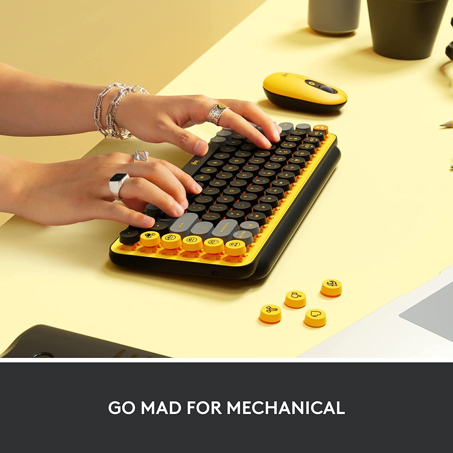 logitech POP Keys Bluetooth 5.1 Wireless Keyboard with Multi Device Connectivity (50 Million Keystrokes, Blast)_11