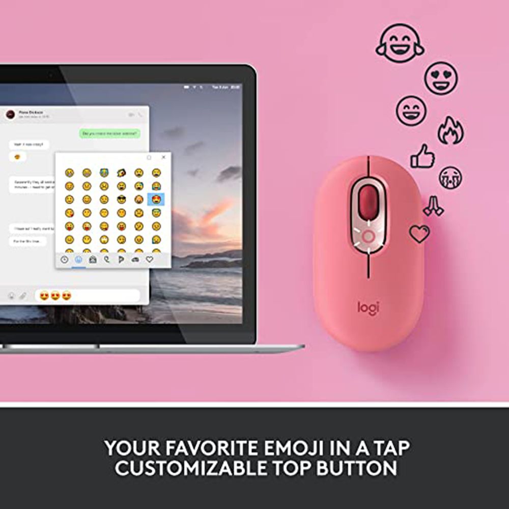 logitech POP Wireless Optical Performance Mouse with Silent Click Buttons (4000 DPI Adjustable, Multi Device Connectivity, Heartbreaker)_8