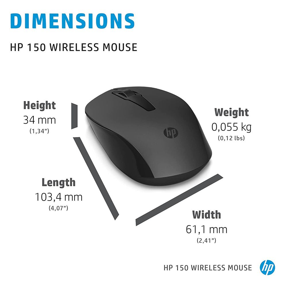 HP 150 Wireless Optical Mouse (1600 DPI, Ergonomic Design, Black)_7
