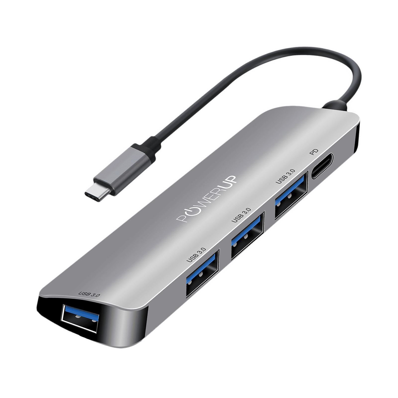 POWERUP Elite Micro 5-in-1 USB 3.0 Type C to USB 3.0 Type A, USB 3.0 Type C USB Hub (High-Speed Pass-Through Charging, Silver)_1