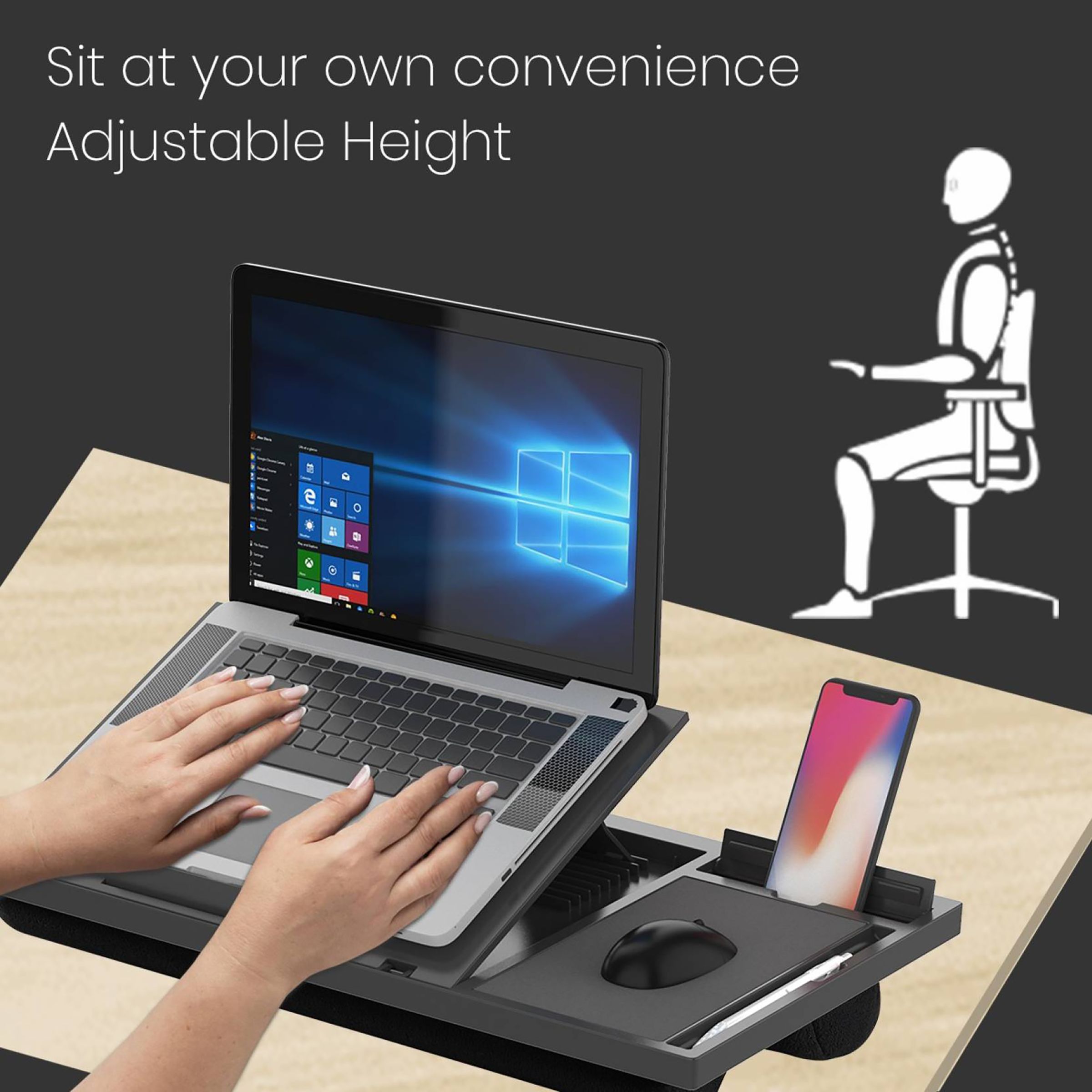 PORTRONICS My Buddy G Laptop Stand For Laptop & Mobile (Anti-Skid Design, POR 1365, Black)_5