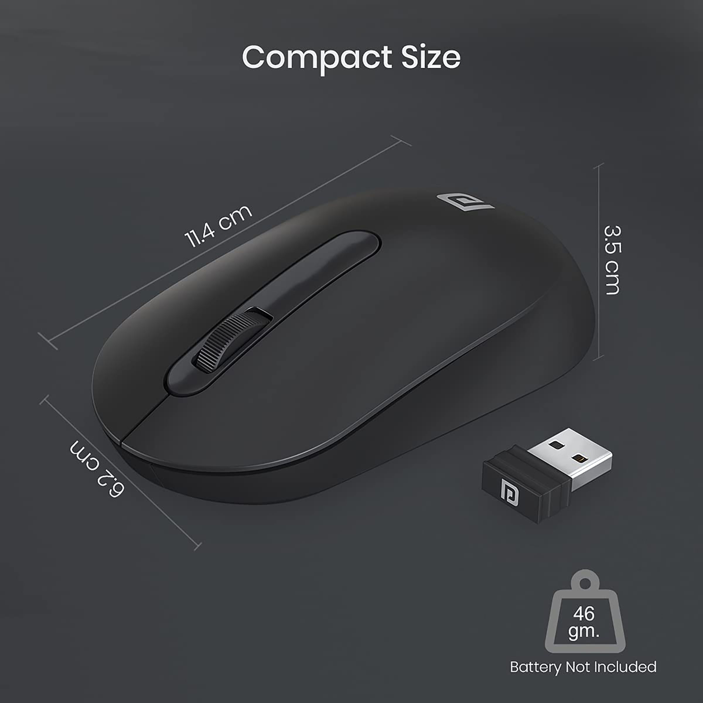 PORTRONICS Toad 13 Wireless Optical Mouse (1200 DPI, Contoured Design, Black) PORTRONICS Toad 13 Wireless Optical Mouse (1200 DPI, Contoured Design, Black)_6