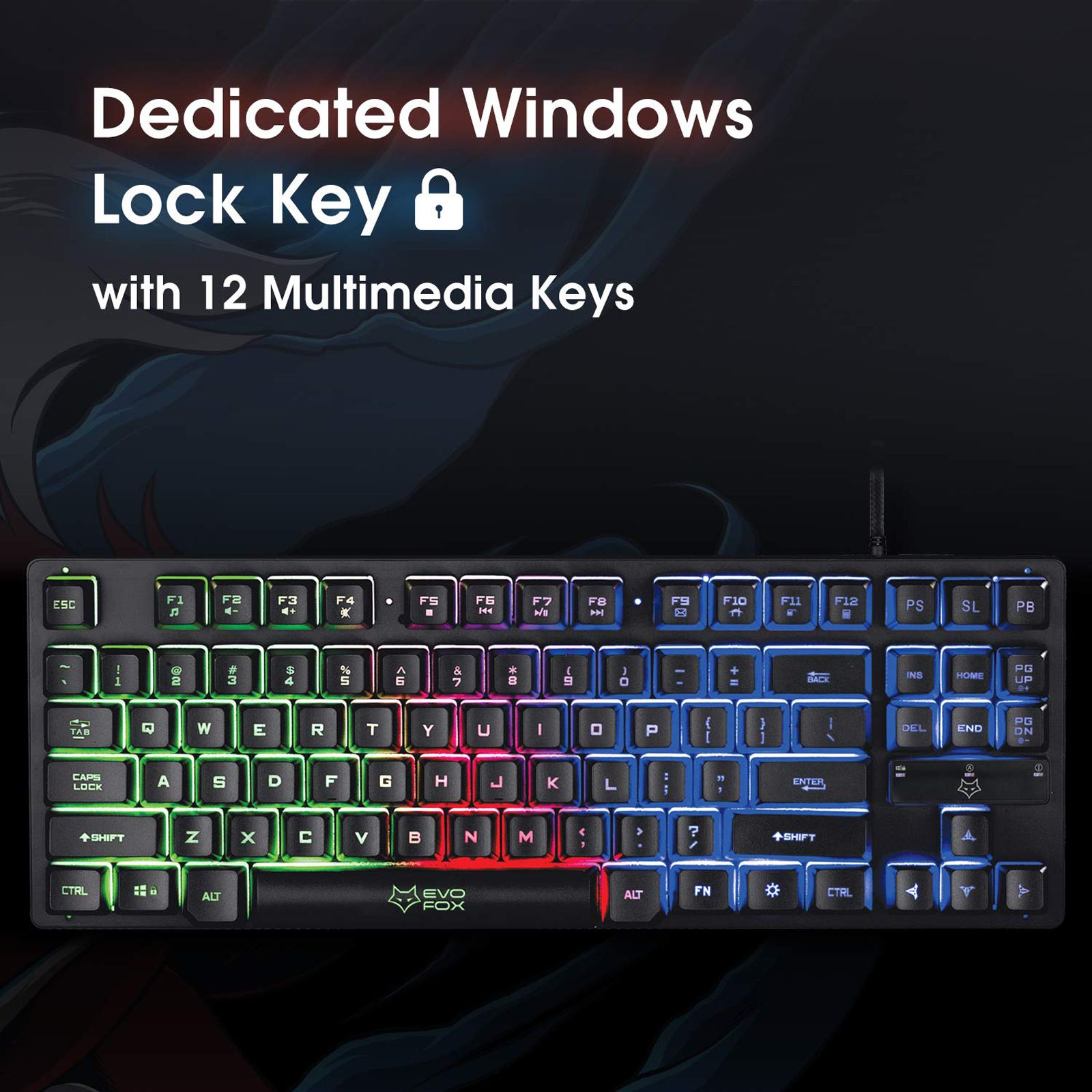 AMKETTE EvoFox Fireblade TKL Wired Gaming Keyboard with Backlit Keys (Spill Resistant, Black) AMKETTE EvoFox Fireblade TKL Wired Gaming Keyboard with Backlit Keys (Spill Resistant, Black)_9