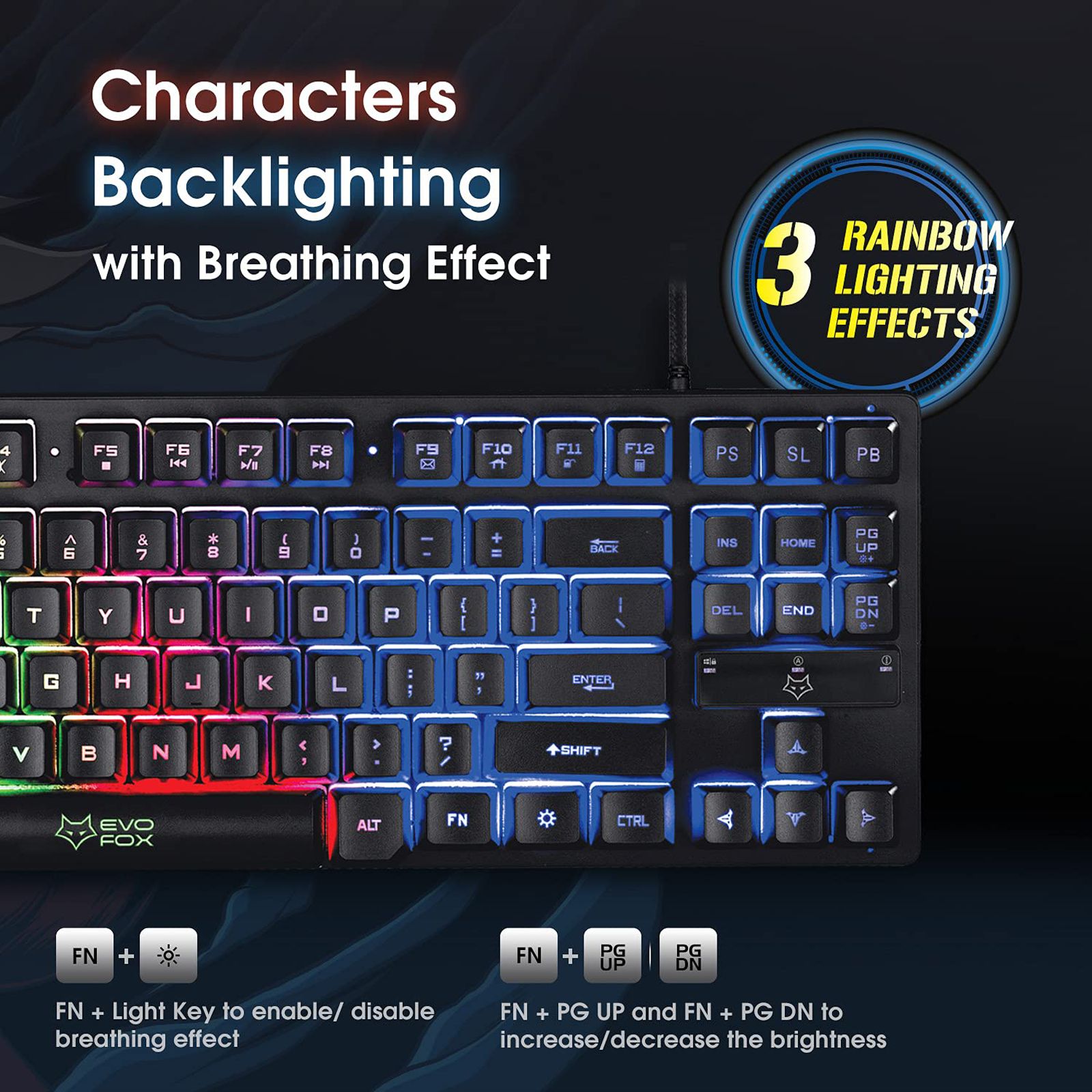 AMKETTE EvoFox Fireblade TKL Wired Gaming Keyboard with Backlit Keys (Spill Resistant, Black) AMKETTE EvoFox Fireblade TKL Wired Gaming Keyboard with Backlit Keys (Spill Resistant, Black)_11