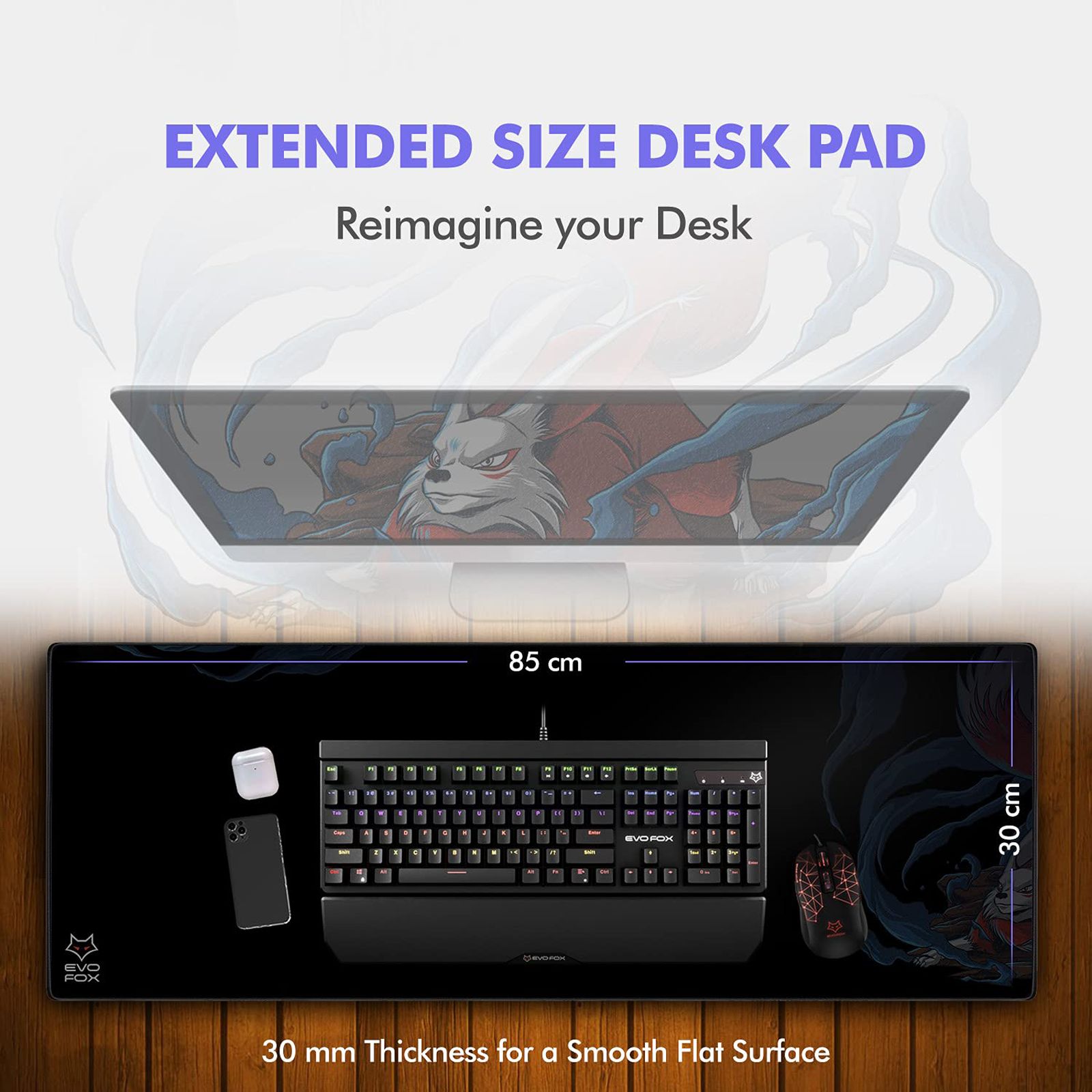 AMKETTE Falcon X85 Gaming Mouse Pad (Desk Pad, 597BK, Black) AMKETTE Falcon X85 Gaming Mouse Pad (Desk Pad, 597BK, Black)_2