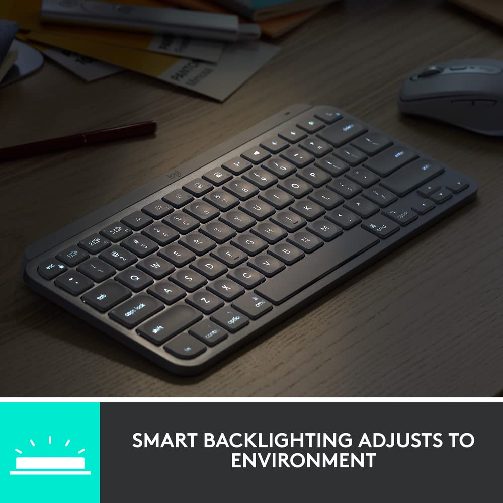 logitech MX Keys Mini Rechargeable Bluetooth Wireless Keyboard with Multi Device Connectivity (Hand Proximity Sensors, Graphite) logitech MX Keys Mini Rechargeable Bluetooth Wireless Keyboard with Multi Device Connectivity (Hand Proximity Sensors, Graphite)_12