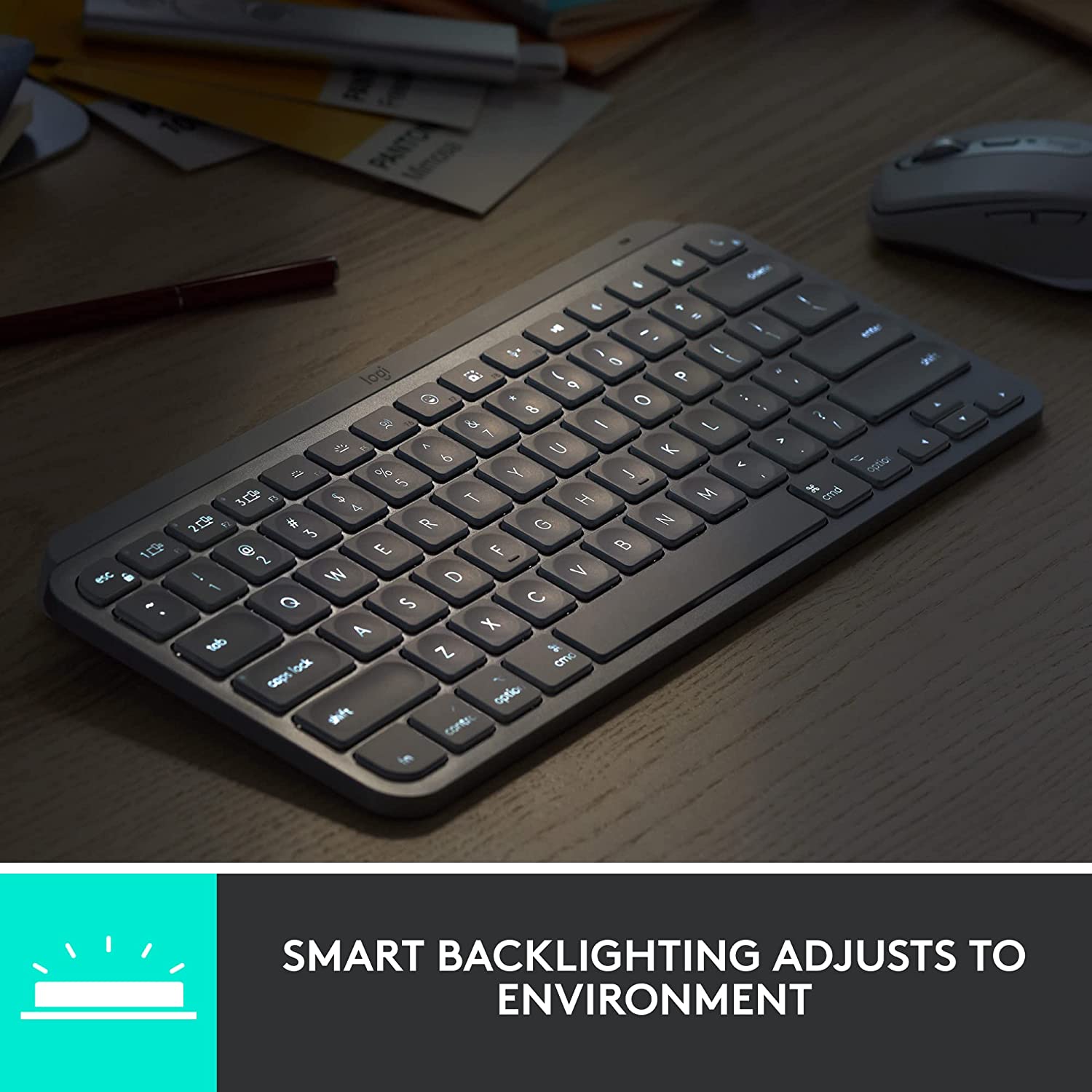 logitech MX Keys Mini Rechargeable Bluetooth Wireless Keyboard with Multi Device Connectivity (Ambient Light Sensors, Pale Grey)_14