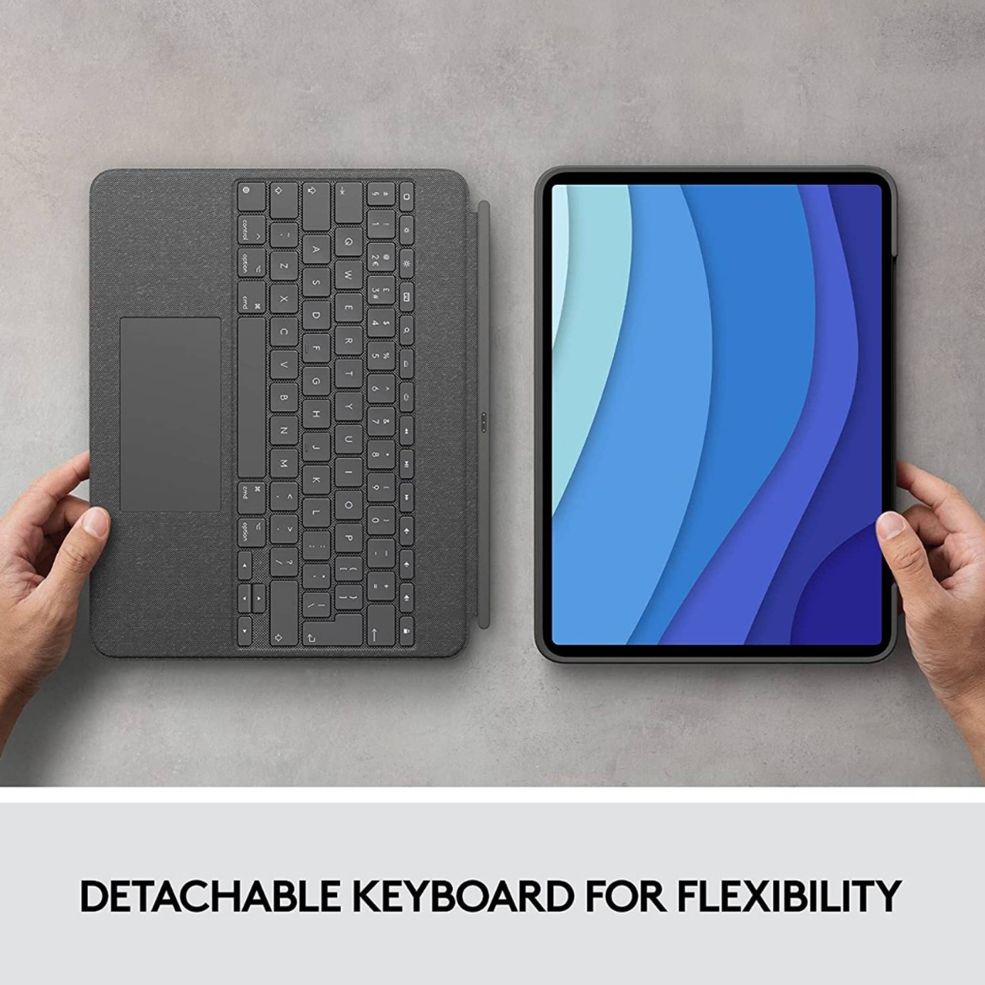 logitech Combo Touch Bluetooth Detachable Keyboard for Apple iPad Pro 12.9 Inch (5th & 6th Gen) with Touchpad (Adjustable Kickstand, Oxford Grey) logitech Combo Touch Bluetooth Detachable Keyboard for Apple iPad Pro 12.9 Inch (5th & 6th Gen) with Touchpad (Adjustable Kickstand, Oxford Grey)_5