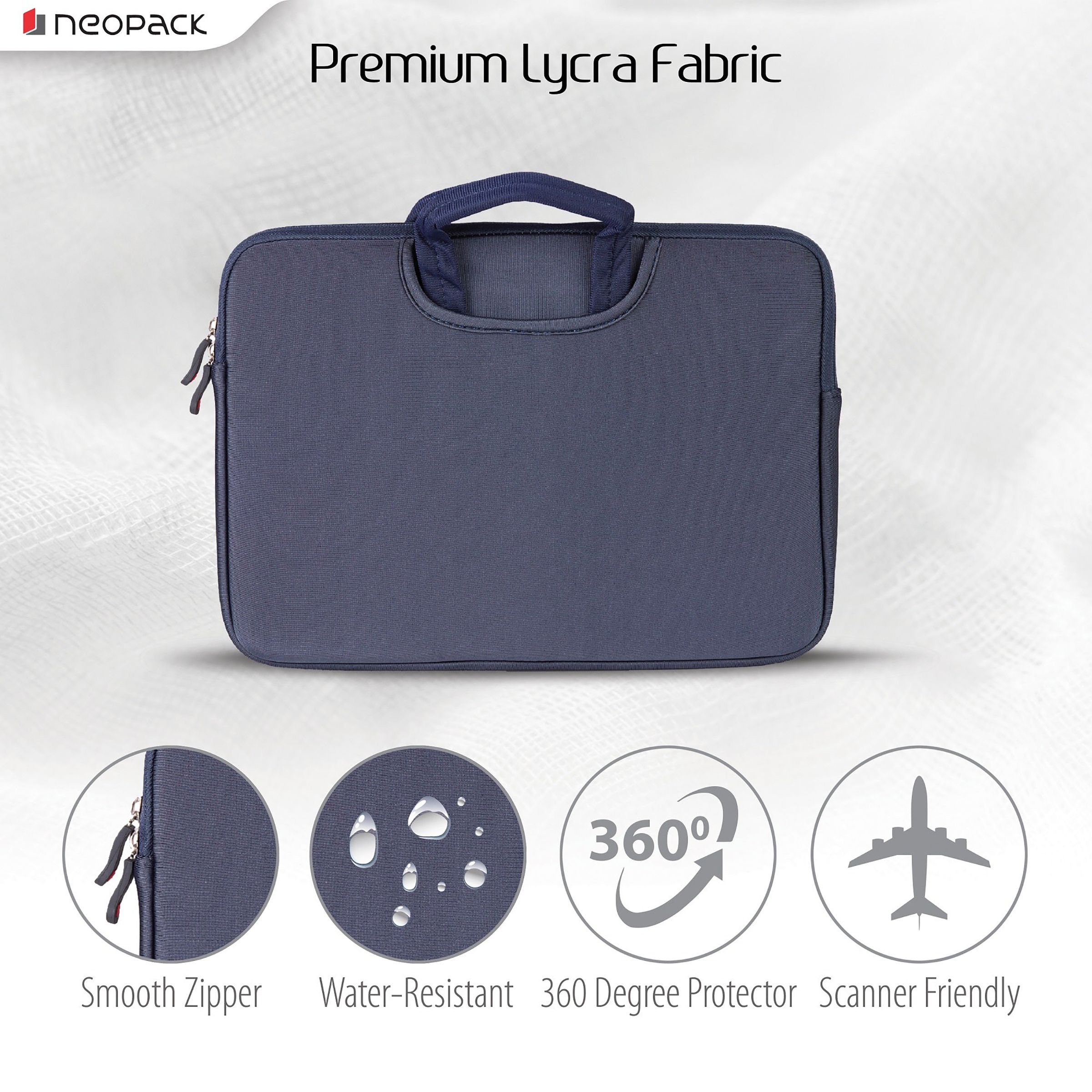 neopack Lycra Fabric, Neoprene Laptop Sleeve for 13.3 & 14.2 Inch Laptop (Water Resistant, Navy Blue) neopack Lycra Fabric, Neoprene Laptop Sleeve for 13.3 & 14.2 Inch Laptop (Water Resistant, Navy Blue)_5