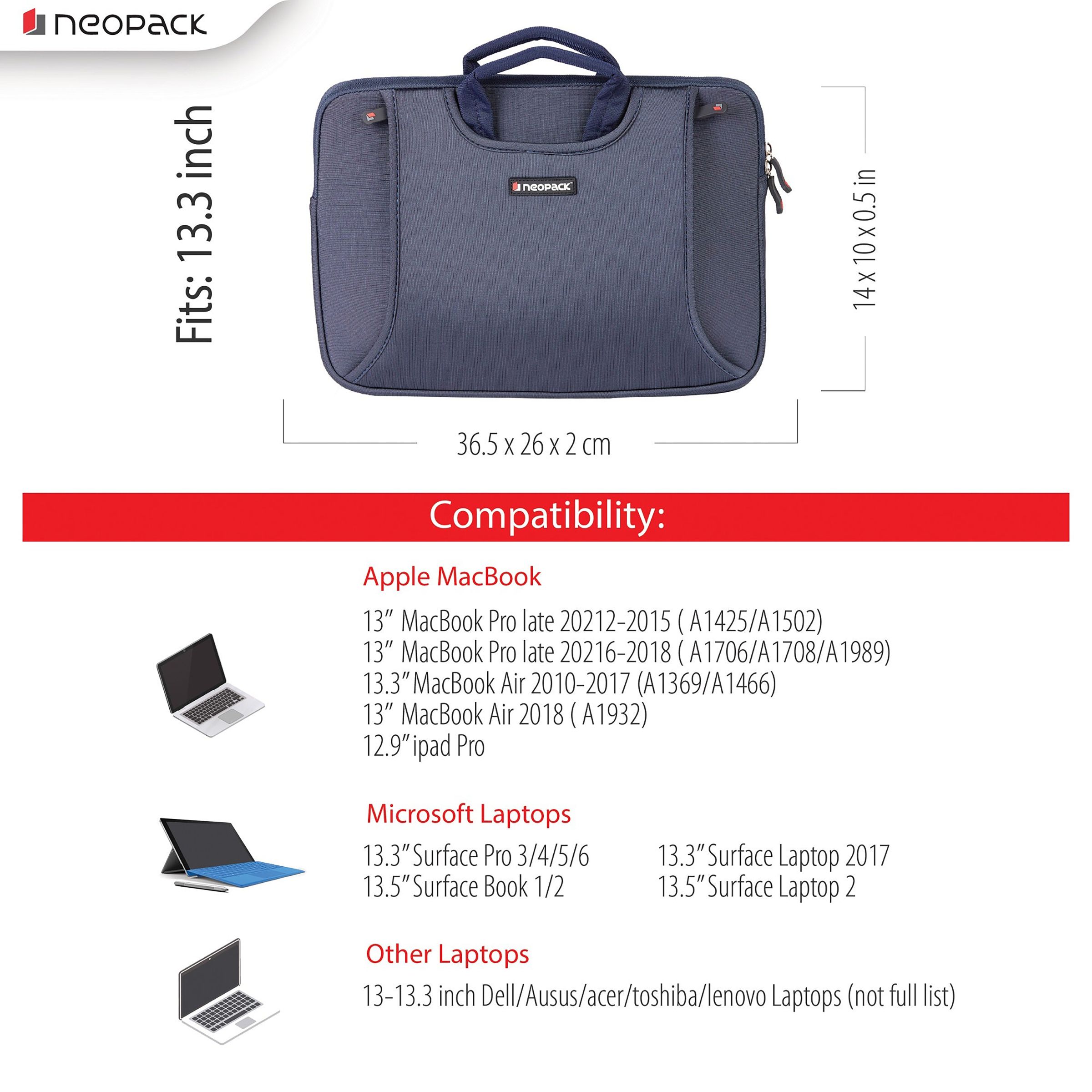 neopack Lycra Fabric, Neoprene Laptop Sleeve for 13.3 & 14.2 Inch Laptop (Water Resistant, Navy Blue) neopack Lycra Fabric, Neoprene Laptop Sleeve for 13.3 & 14.2 Inch Laptop (Water Resistant, Navy Blue)_7