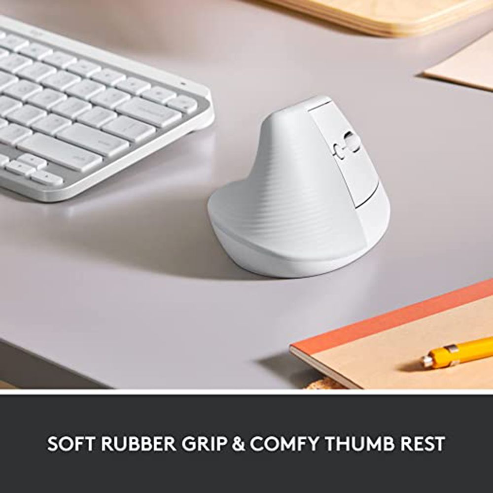 logitech Lift Wireless Optical Vertical Mouse with Thumb Rest (4000 DPI Adjustable, Whisper Quiet Clicks, Off White)_11