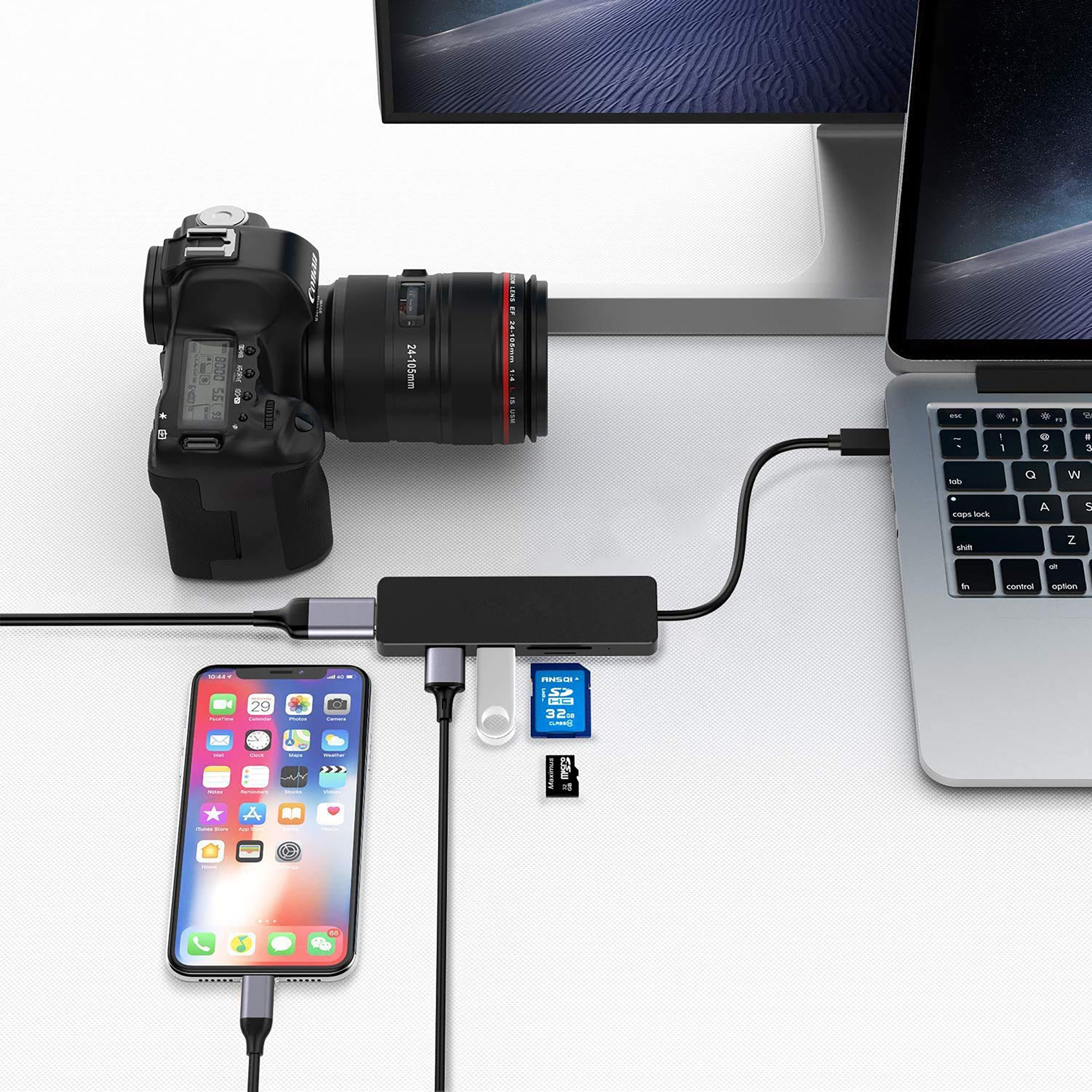 LAPCARE Lap-C 5-in-1 USB 3.1 Type C to USB 3.0 Type A, SD Card, HDMI, MicroSD Card Slot Docking Station (Multi-Media Connectivity, Black)_9