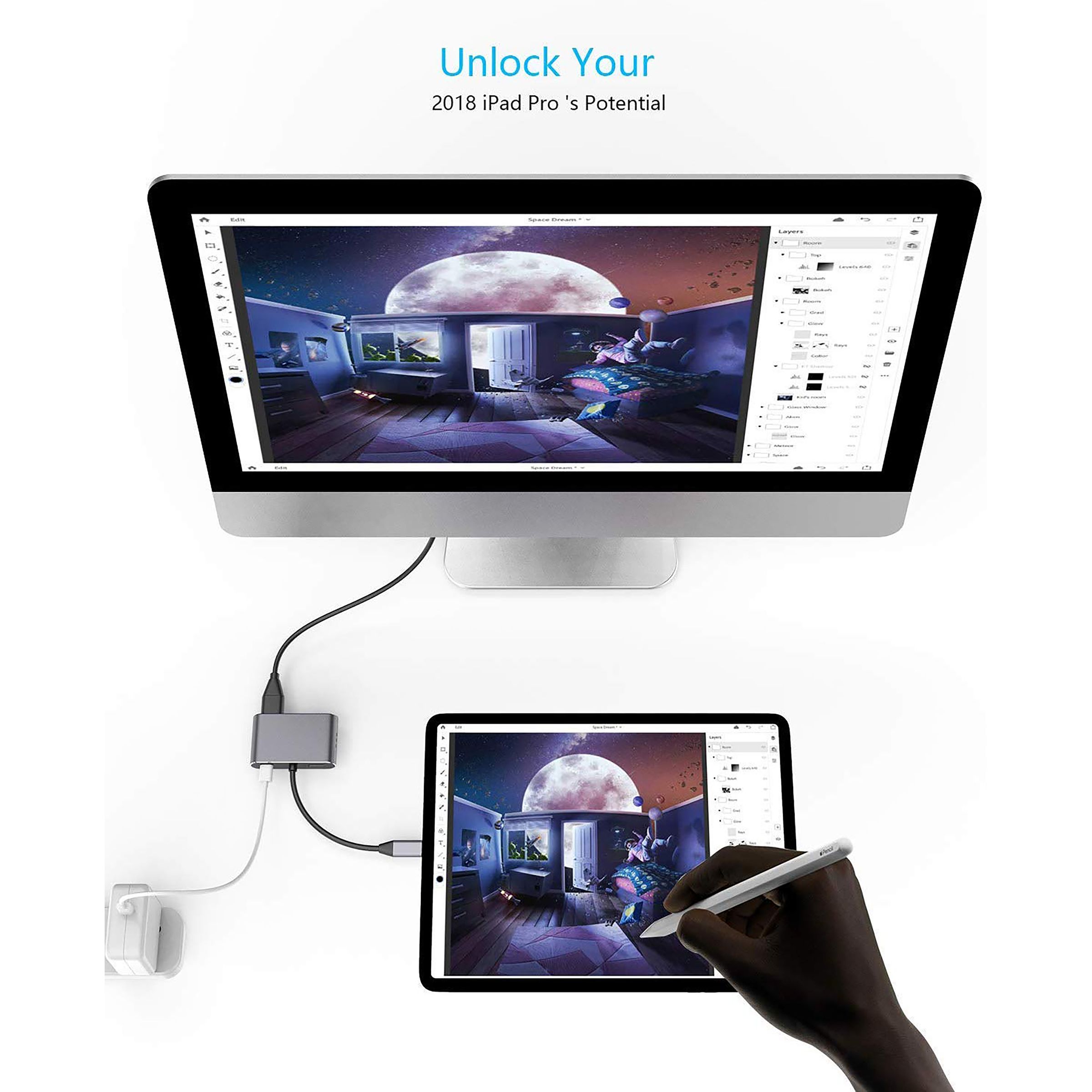 LAPCARE Lap-C 4-in-1 USB Type C to HDMI, VGA Port, USB 3.0 Type A, USB Type C Docking Station (Instant Expansion, Black) LAPCARE Lap-C 4-in-1 USB Type C to HDMI, VGA Port, USB 3.0 Type A, USB Type C Docking Station (Instant Expansion, Black)_5