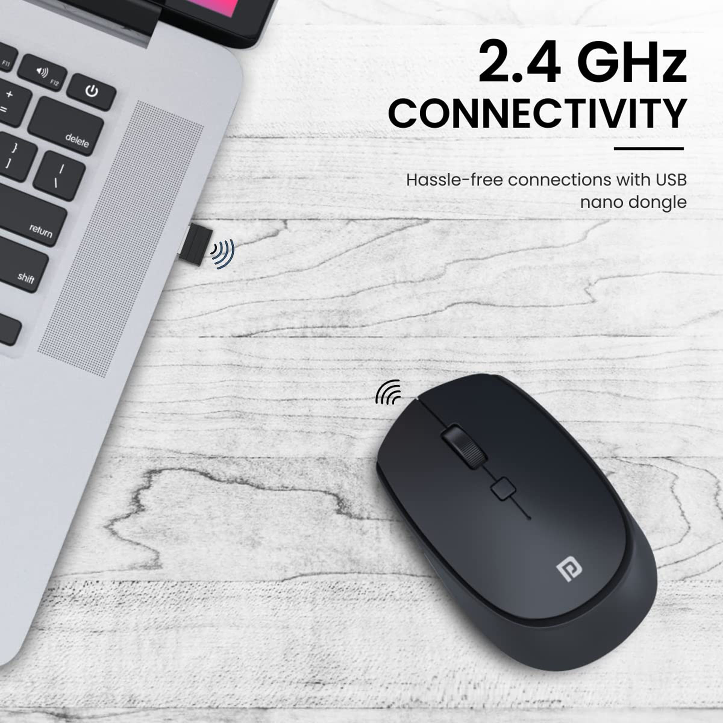 PORTRONICS Toad 23 Wireless Optical Mouse (1600 DPI Adjustable, Ergonomic Design, Black)_7