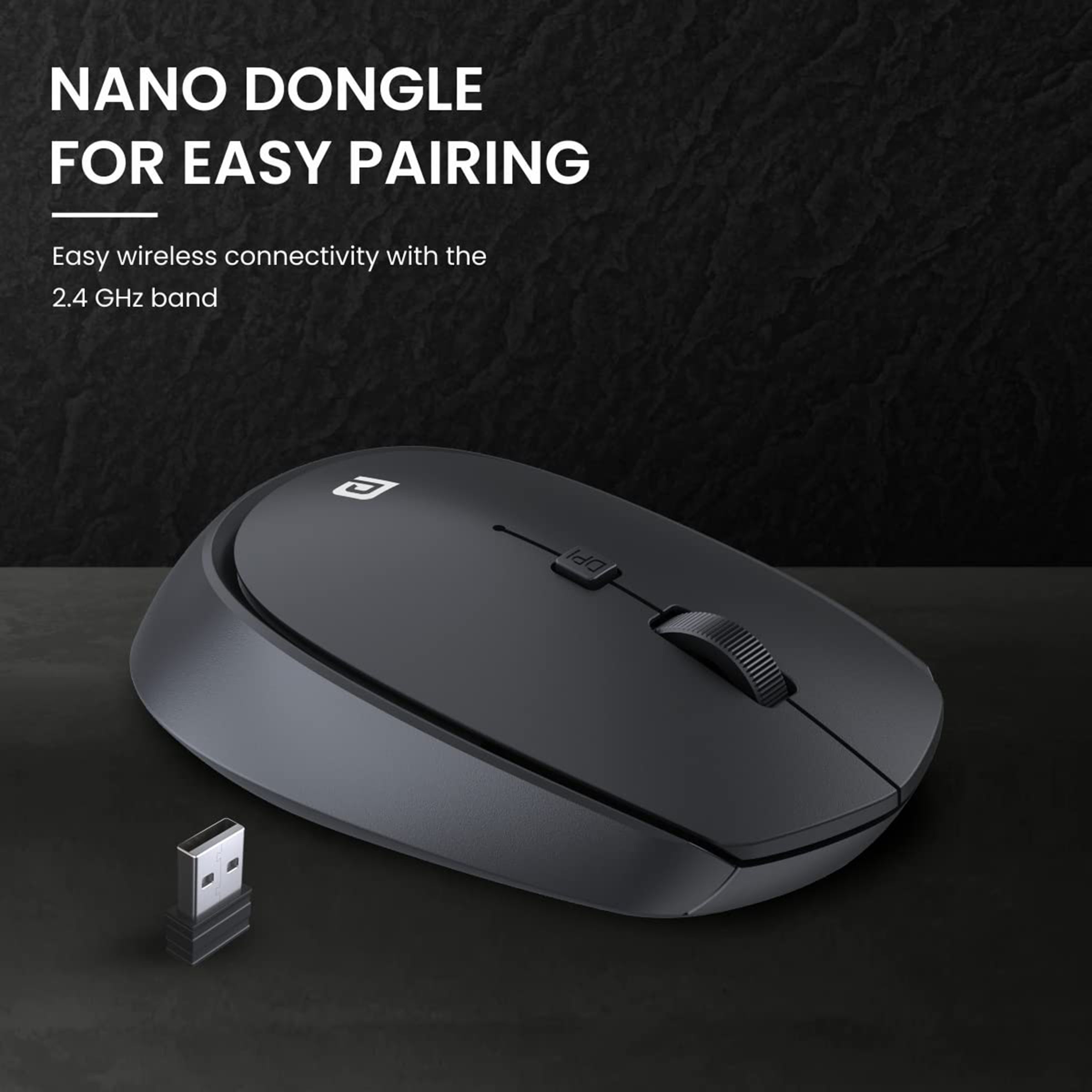 PORTRONICS Toad 23 Wireless Optical Mouse (1600 DPI Adjustable, Ergonomic Design, Black)_4